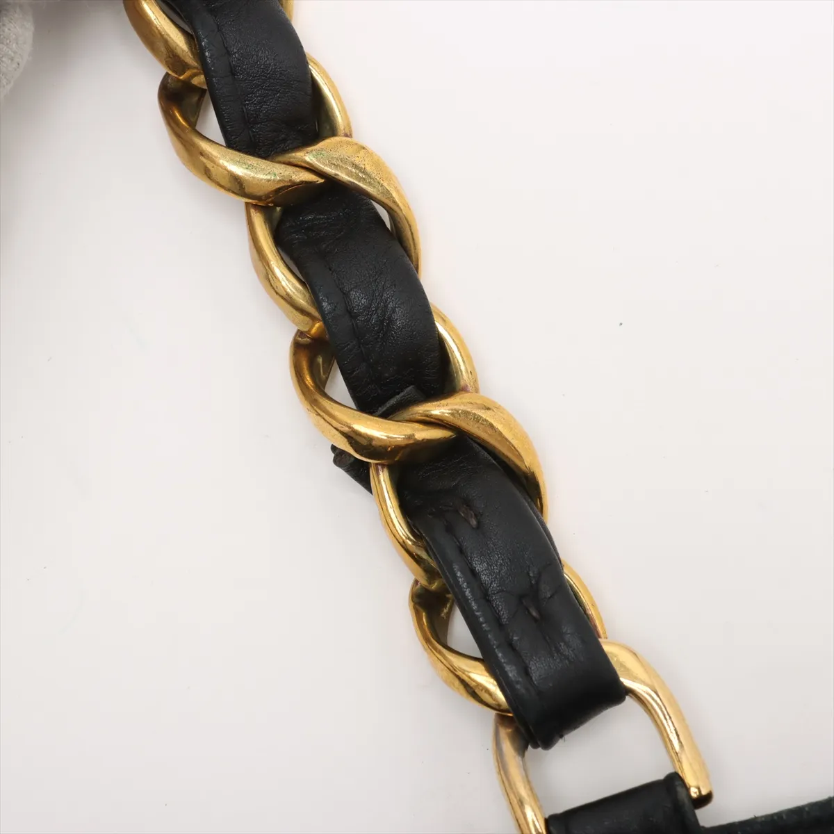 Decacoco Mark Leather Chain Tote Bag Black Gold Hardware — view 10
