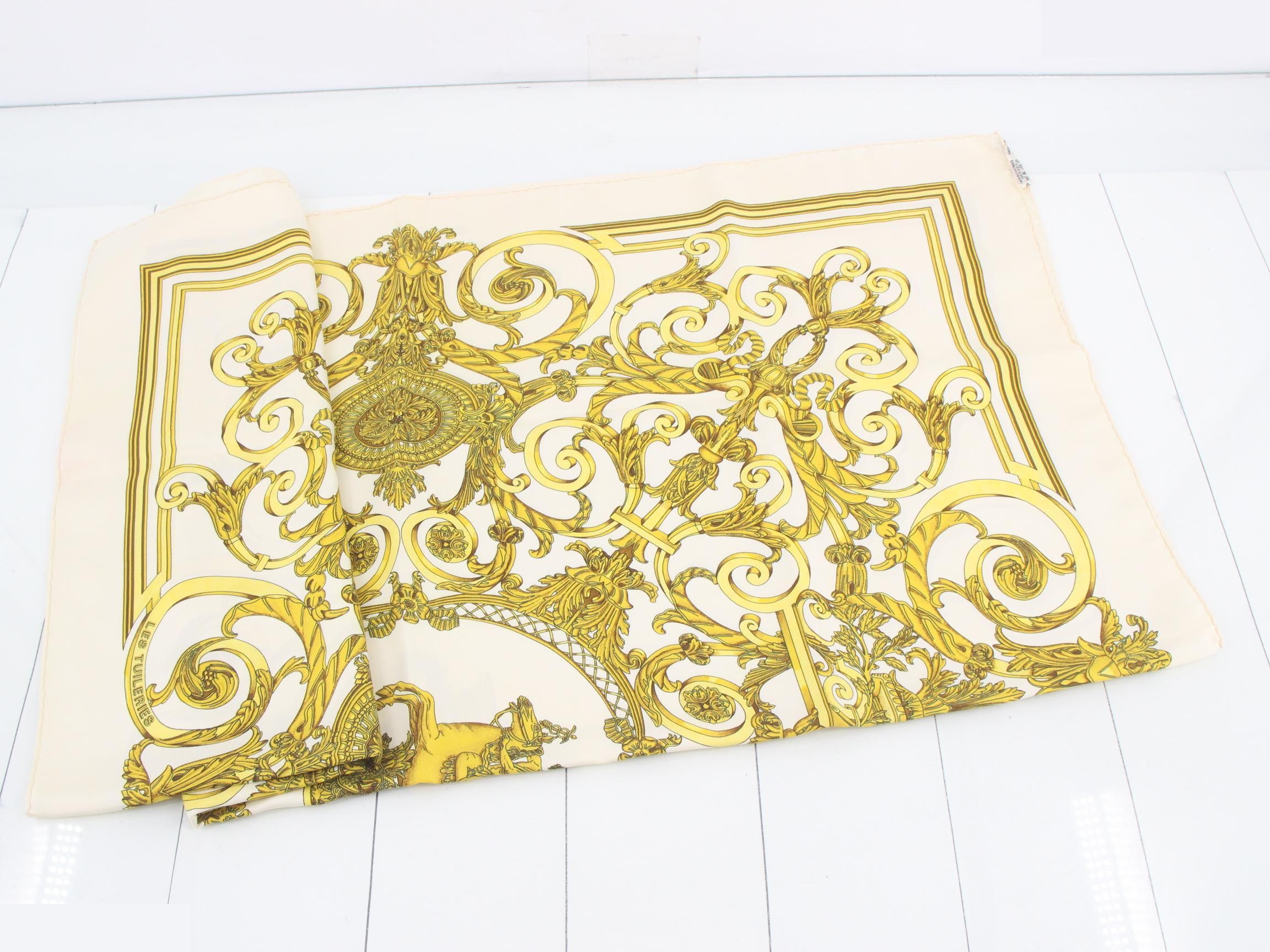 Tag attached. Carre 90 Tuileries Garden scarf. — view 3