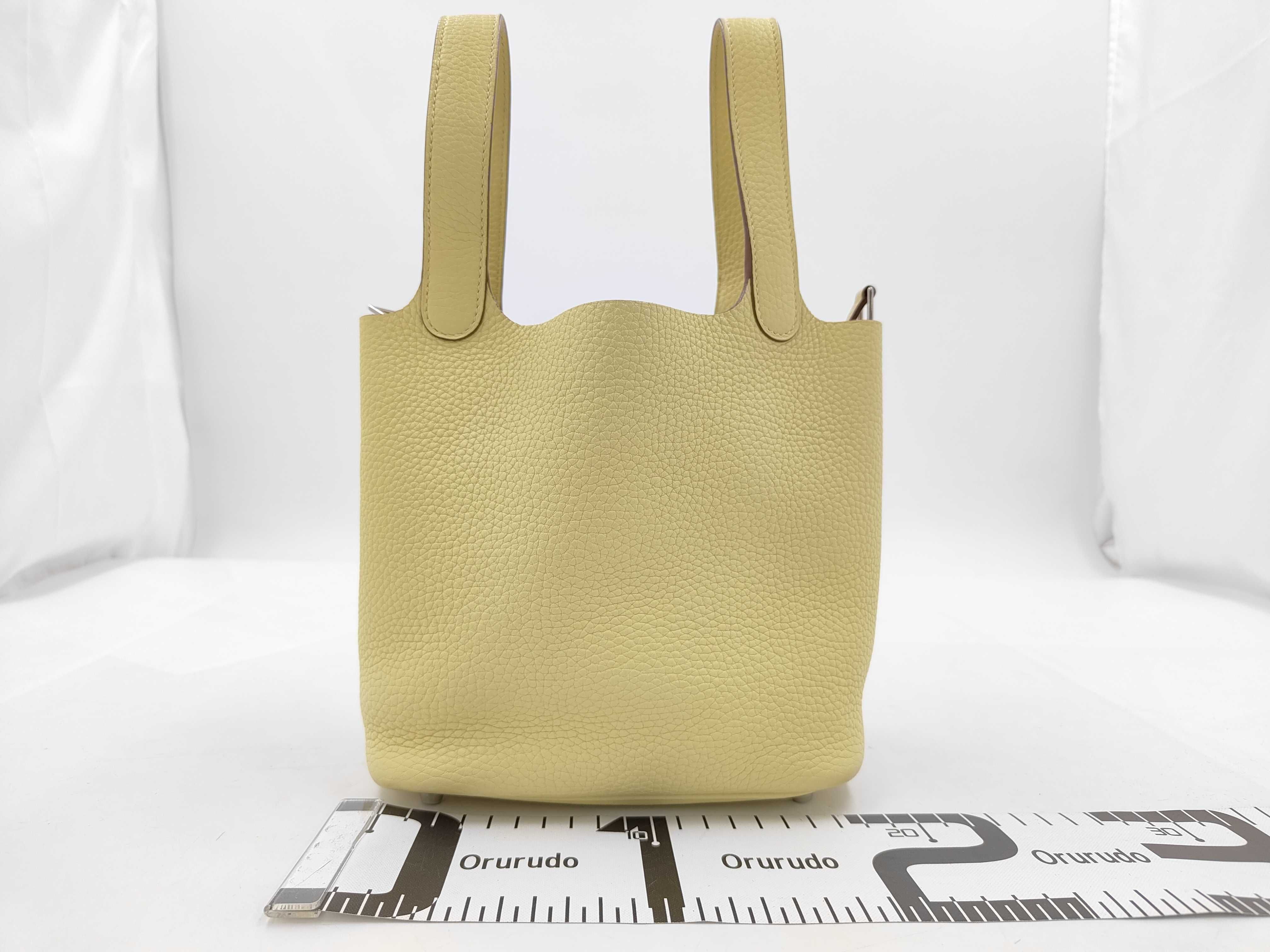 Picotin Lock PM Lime Yellow X Stamp Handbag — view 2