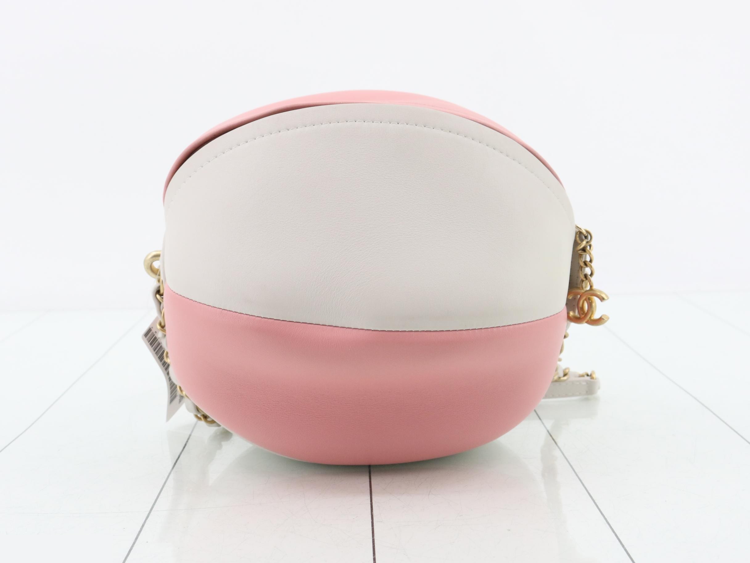 Coco Beach Ball Bag, Leather Chain Shoulder Bag, Two-Tone — view 2