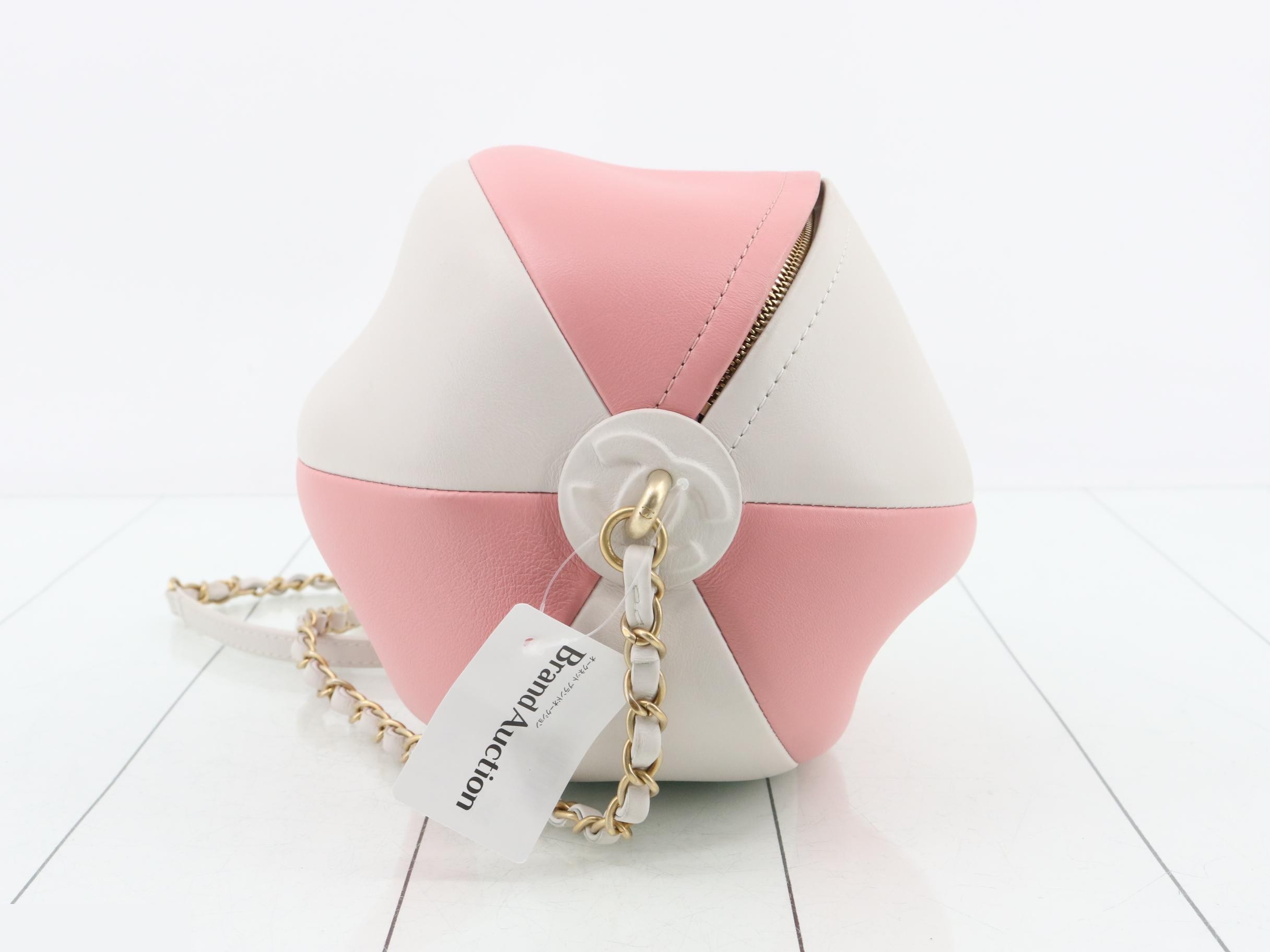 Coco Beach Ball Bag, Leather Chain Shoulder Bag, Two-Tone — view 3
