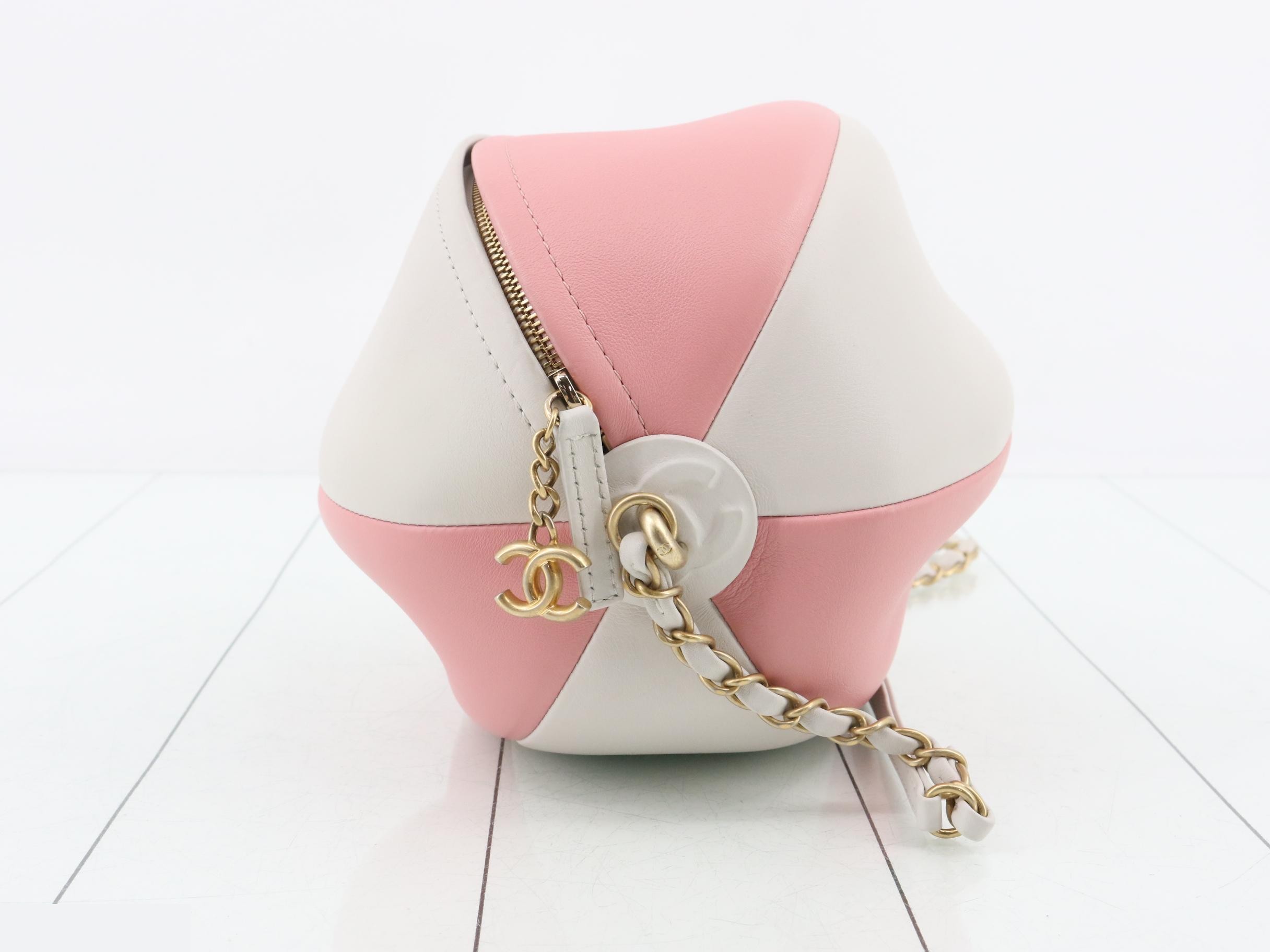 Coco Beach Ball Bag, Leather Chain Shoulder Bag, Two-Tone — view 4
