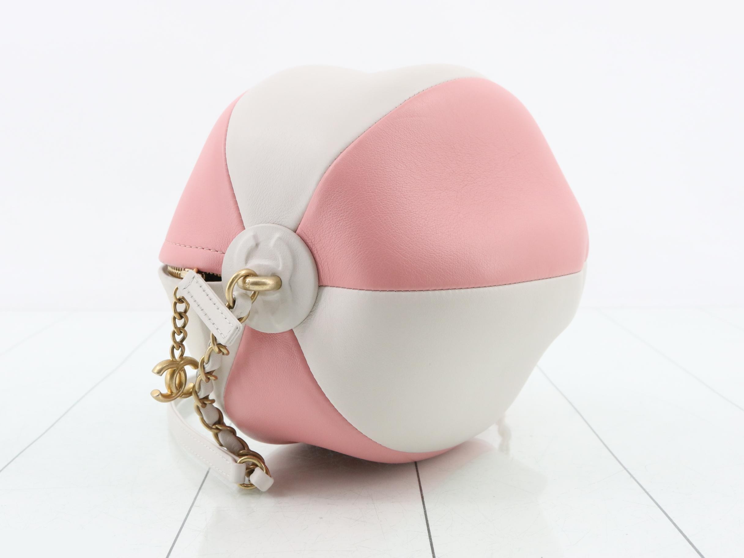 Coco Beach Ball Bag, Leather Chain Shoulder Bag, Two-Tone — view 5