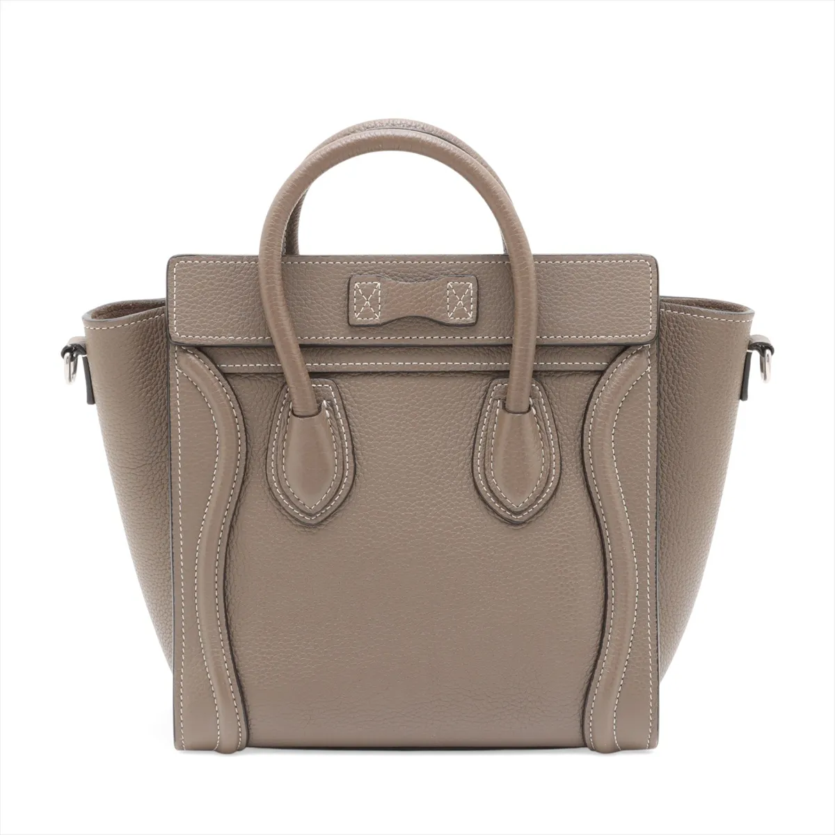 Luggage Nano Shopper Leather 2-Way Handbag, Greige — view 2