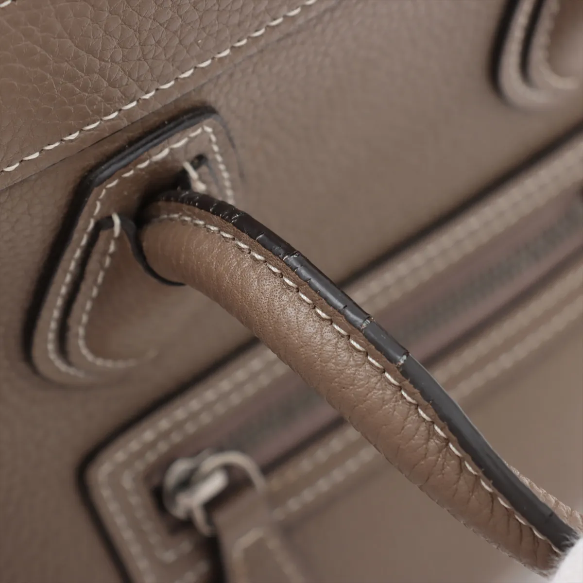 Luggage Nano Shopper Leather 2-Way Handbag, Greige — view 13