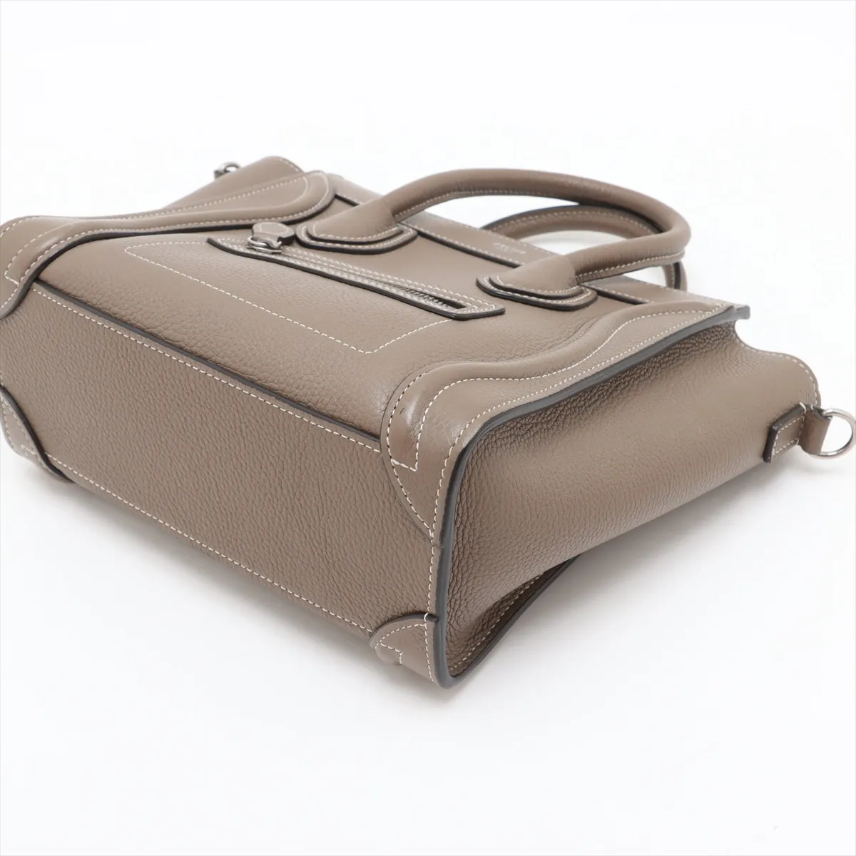 Luggage Nano Shopper Leather 2-Way Handbag, Greige — view 3