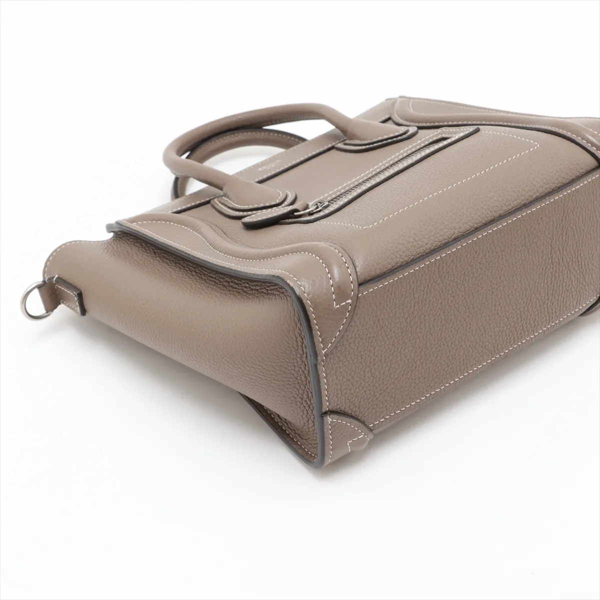 Luggage Nano Shopper Leather 2-Way Handbag, Greige — view 4