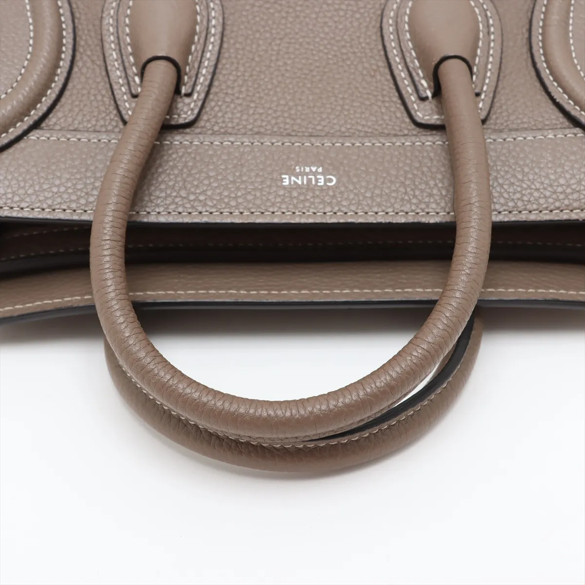 Luggage Nano Shopper Leather 2-Way Handbag, Greige — view 5