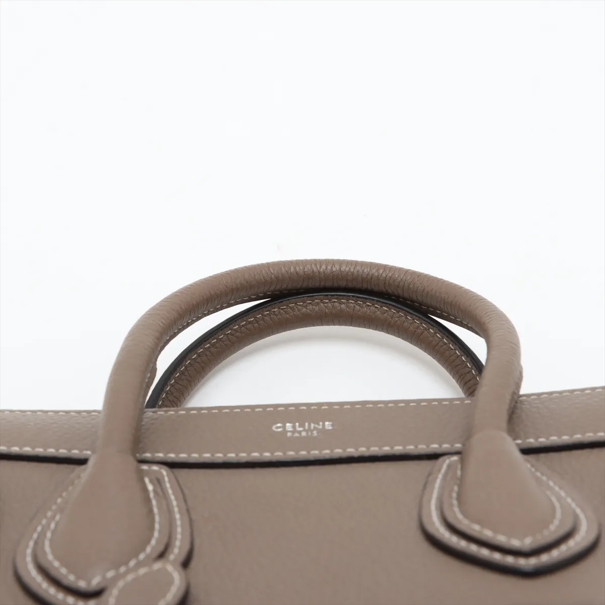 Luggage Nano Shopper Leather 2-Way Handbag, Greige — view 6
