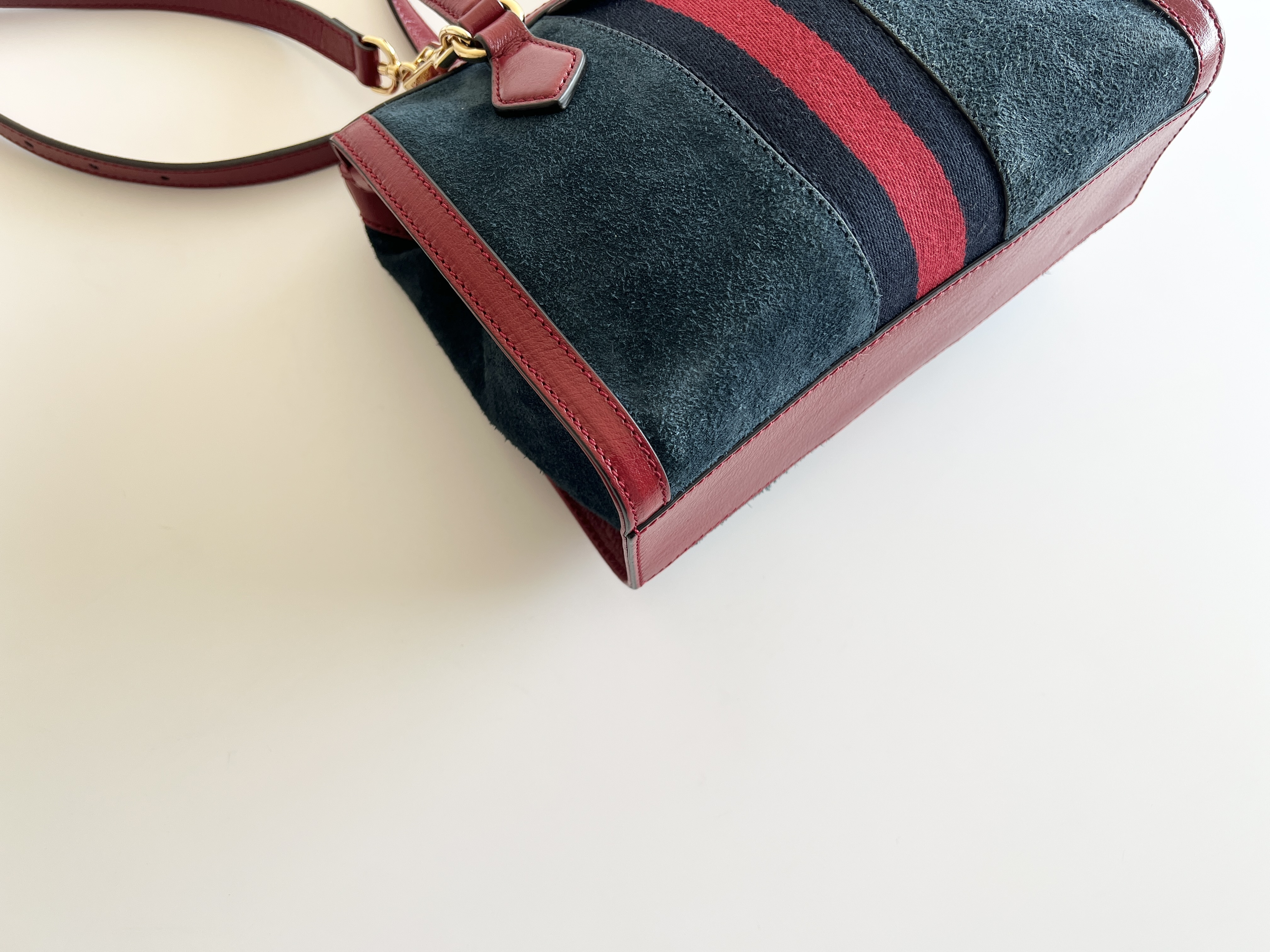 Ophidia Suede Leather Sherry Line 2way Shoulder Bag Handbag — view 13