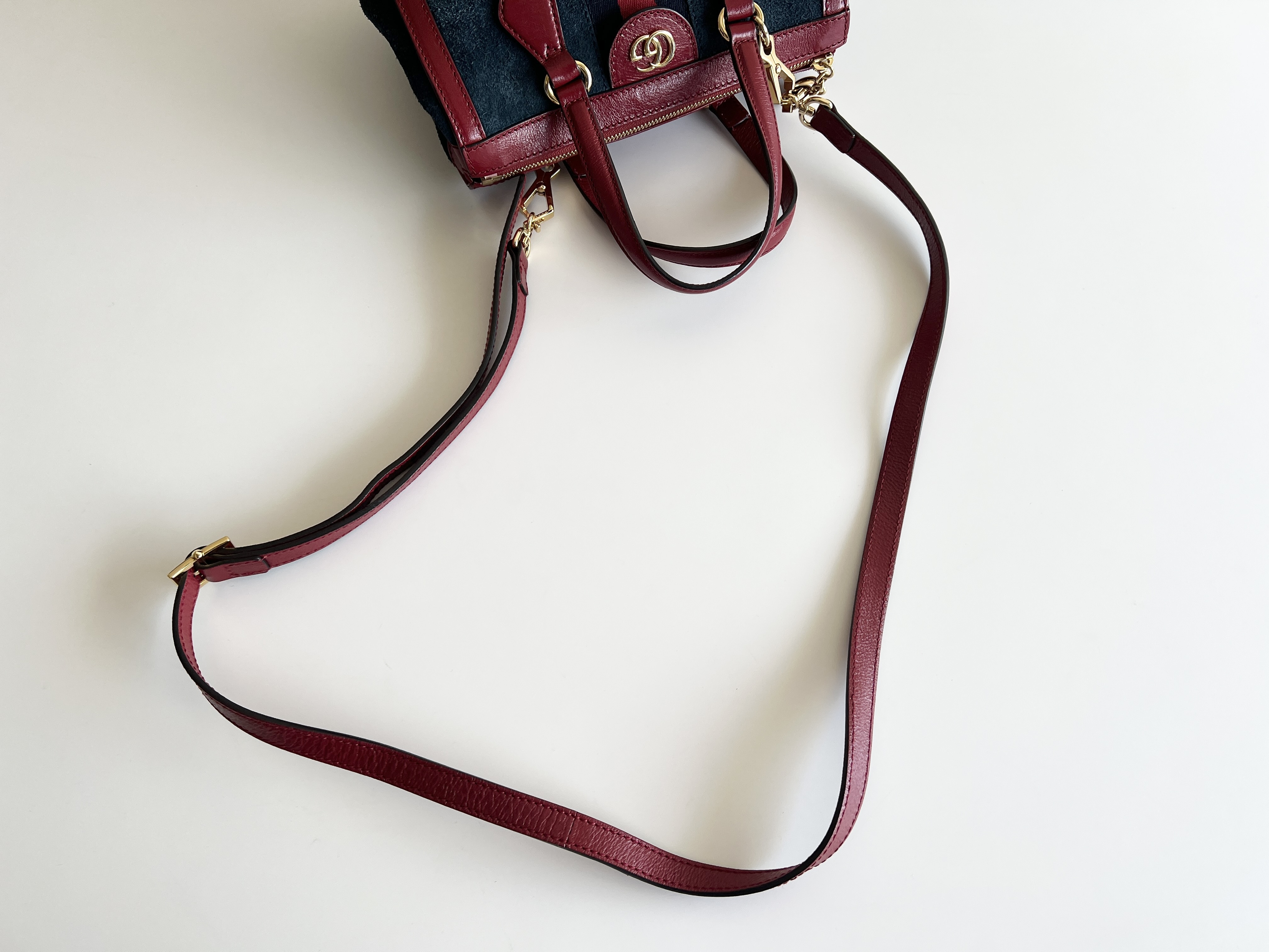 Ophidia Suede Leather Sherry Line 2way Shoulder Bag Handbag — view 3