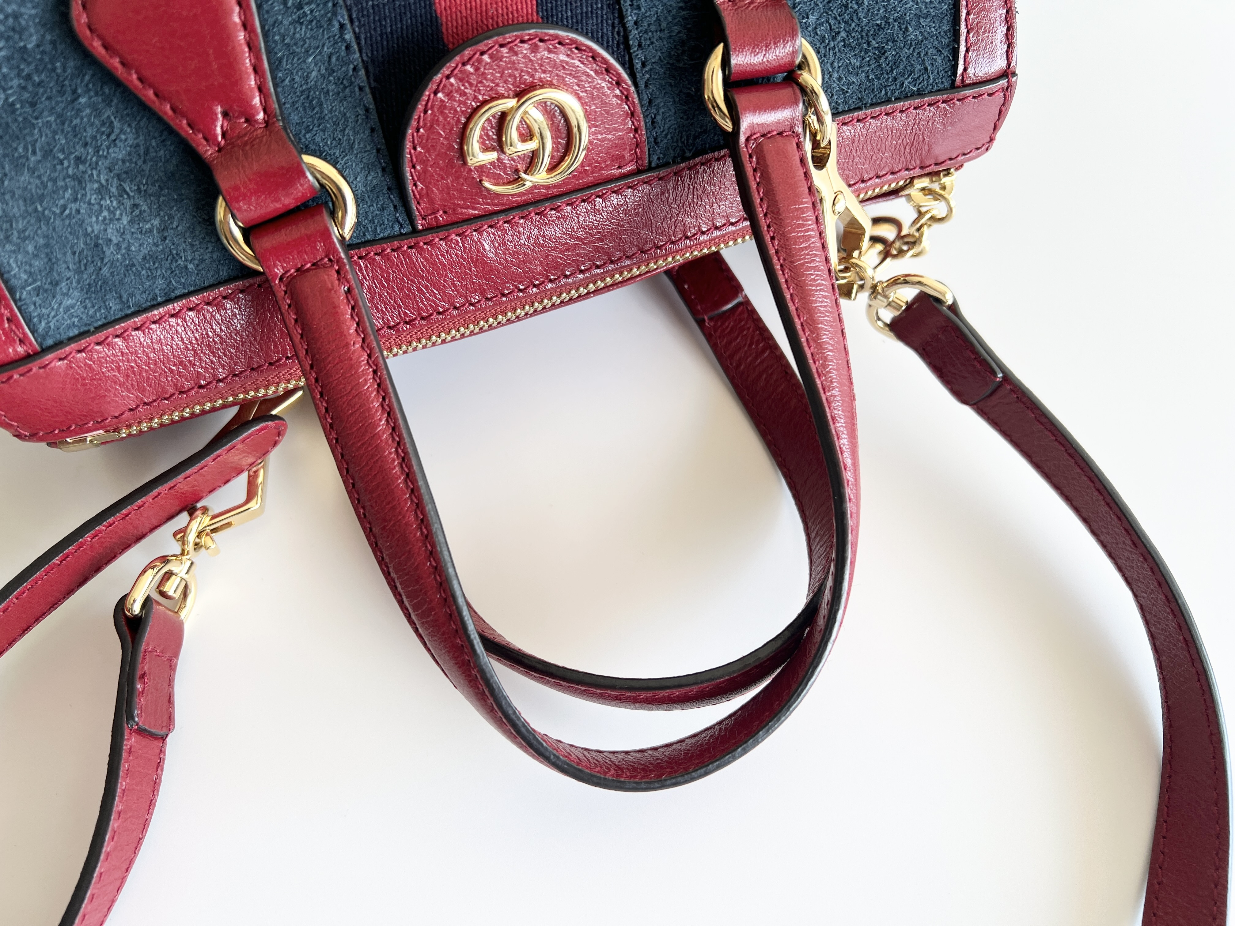 Ophidia Suede Leather Sherry Line 2way Shoulder Bag Handbag — view 4