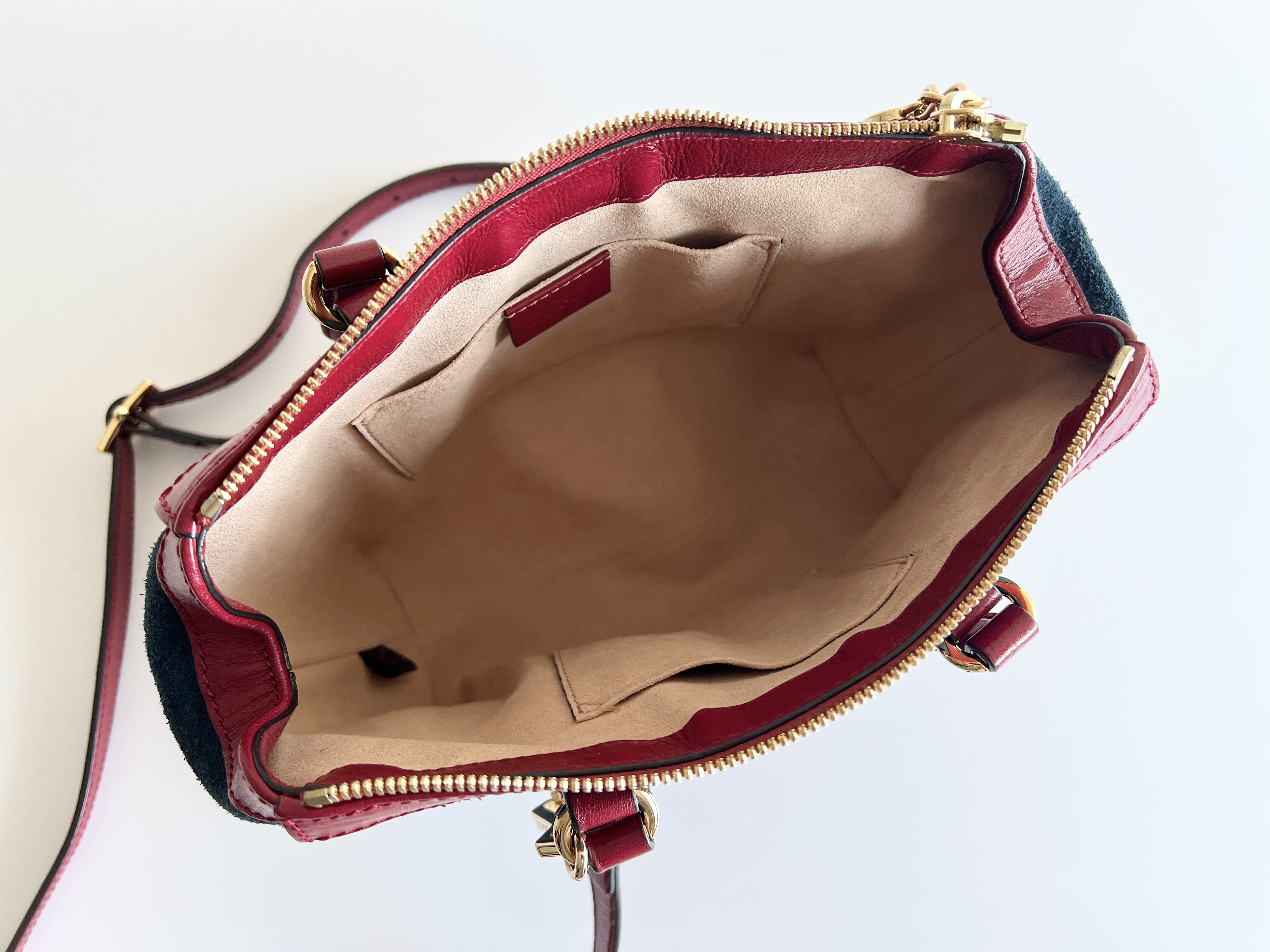 Ophidia Suede Leather Sherry Line 2way Shoulder Bag Handbag — view 5