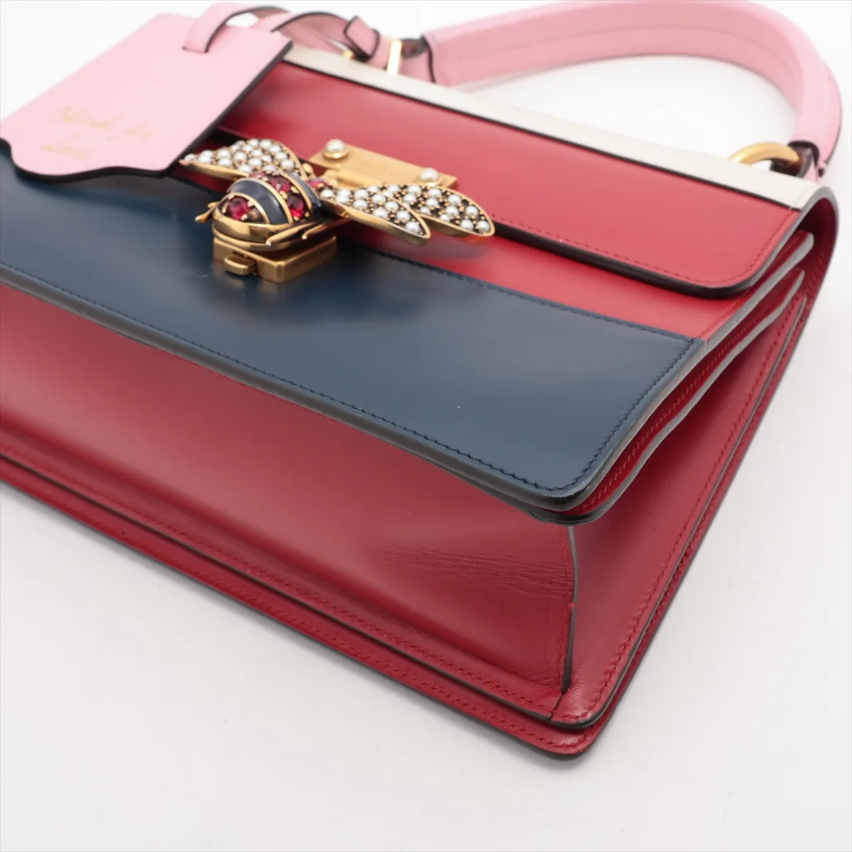 GG Supreme Queen Margaret PVC x Leather 2WAY Handbag Beige x Red 476541 — view 3