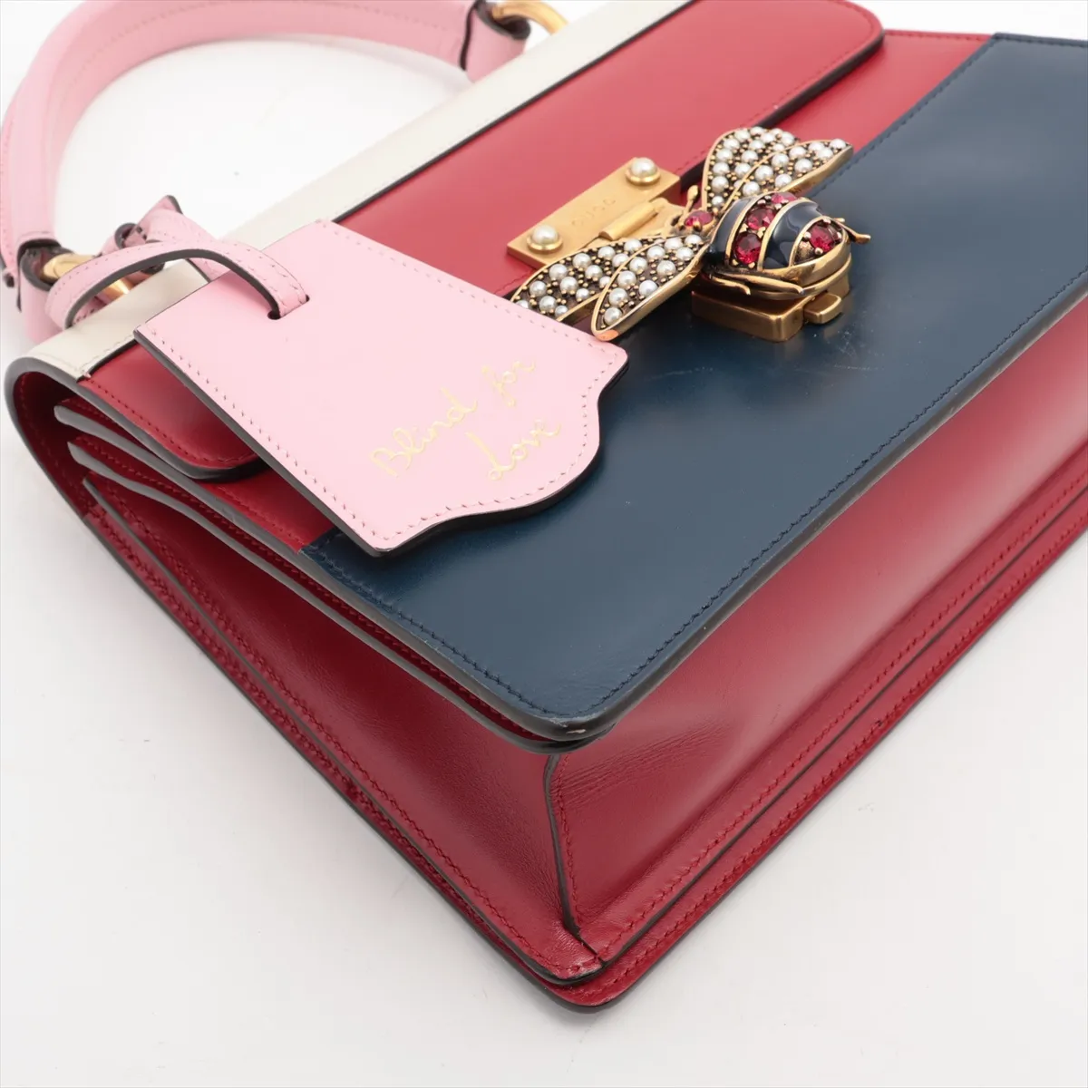 GG Supreme Queen Margaret PVC x Leather 2WAY Handbag Beige x Red 476541 — view 4