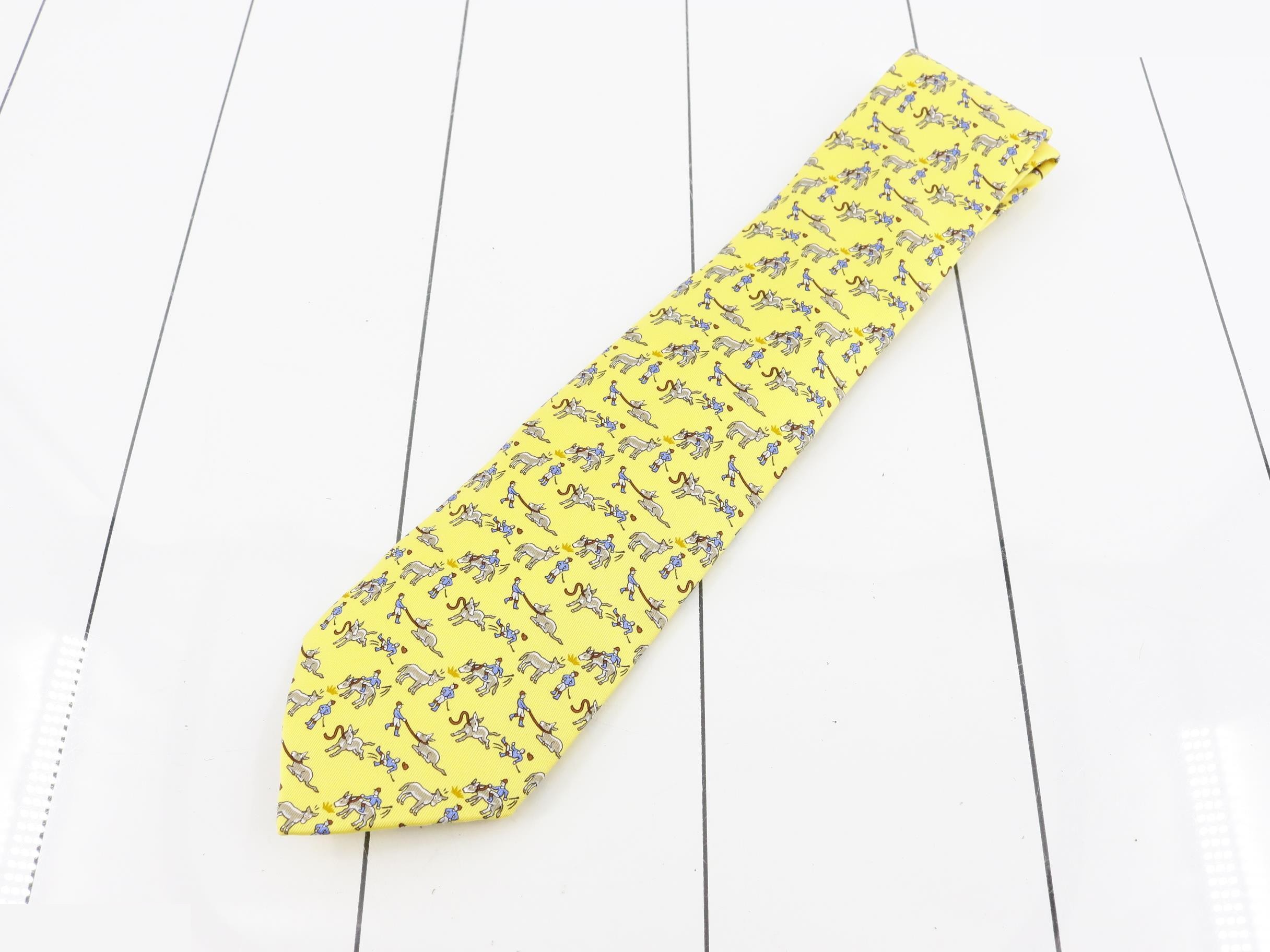 Unused Hermes necktie, horse/jockey design.