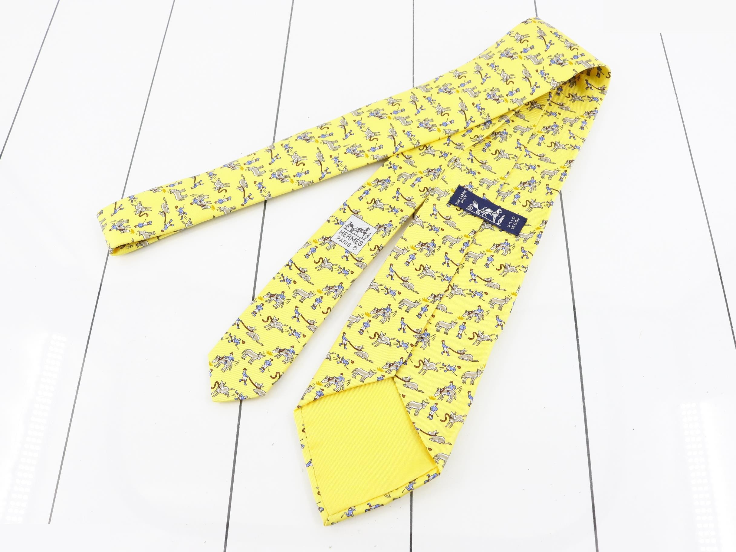 Unused Hermes necktie, horse/jockey design. — view 2