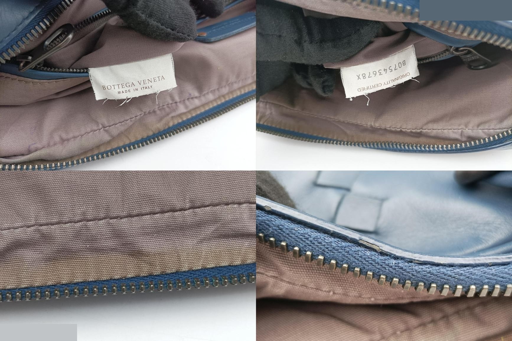 Intrecciato lambskin, blue x black — view 8