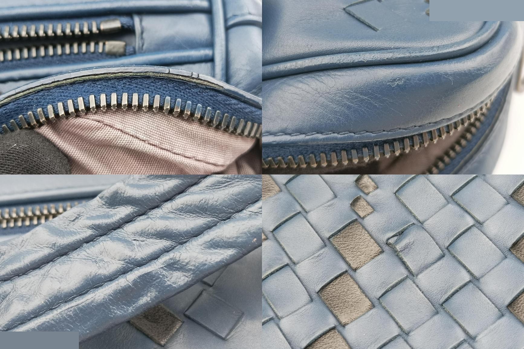 Intrecciato lambskin, blue x black — view 9