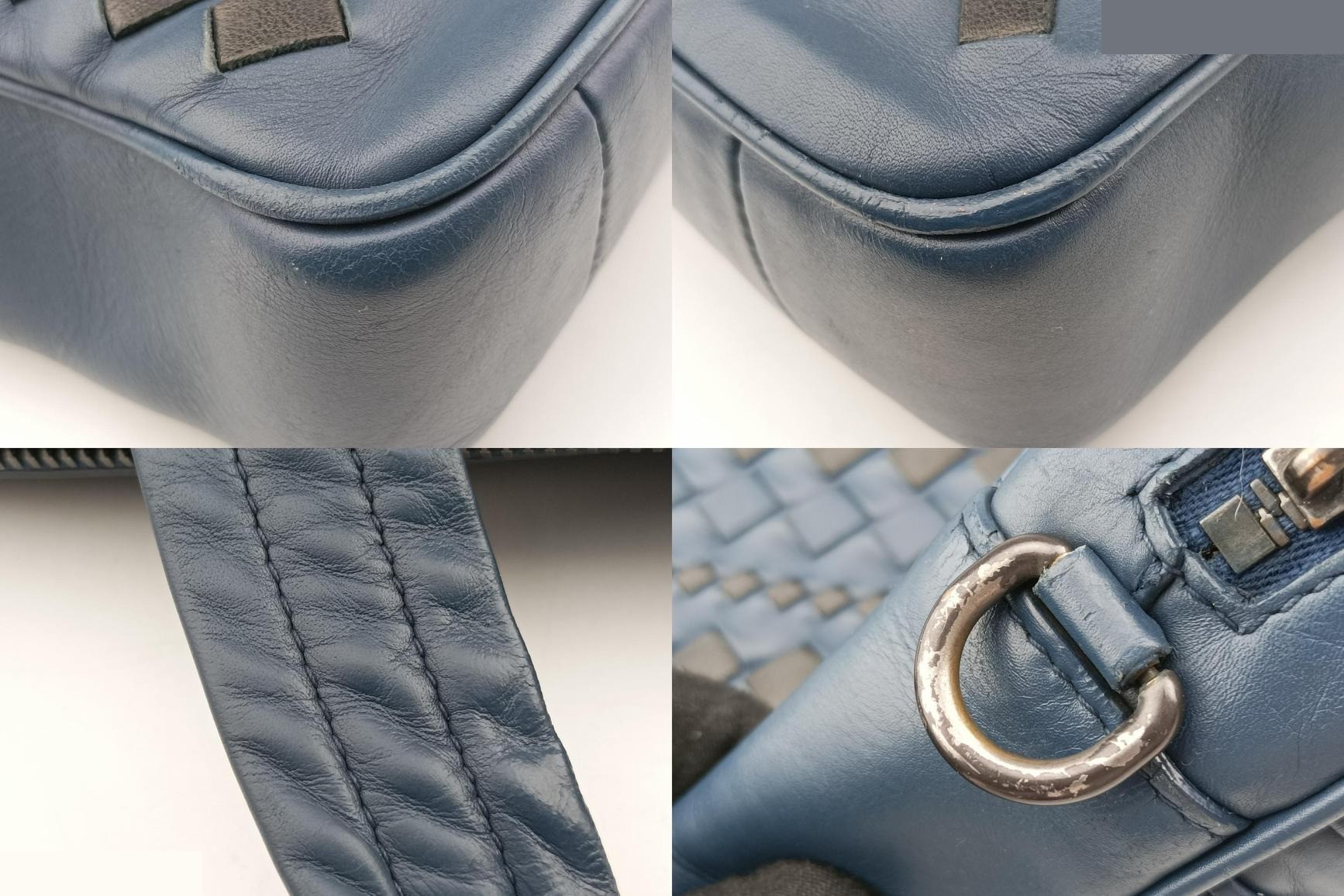 Intrecciato lambskin, blue x black — view 10