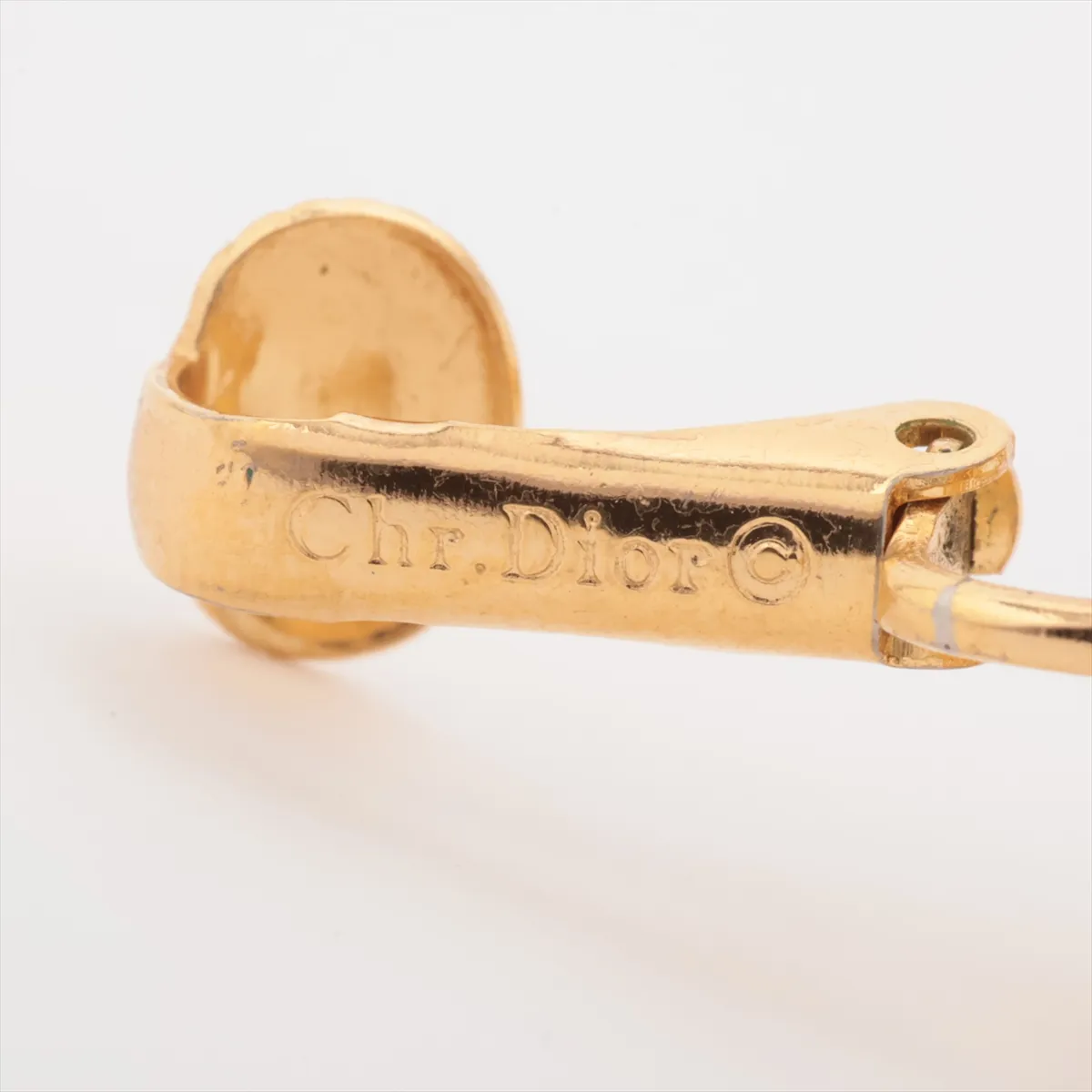 logo earrings (for both ears), GP gold. Shows signs of wear, including — view 5