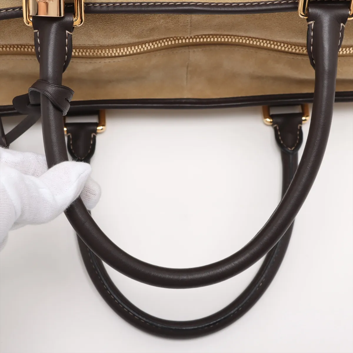 Amazona 50 Suede Handbag Beige x Brown — view 5