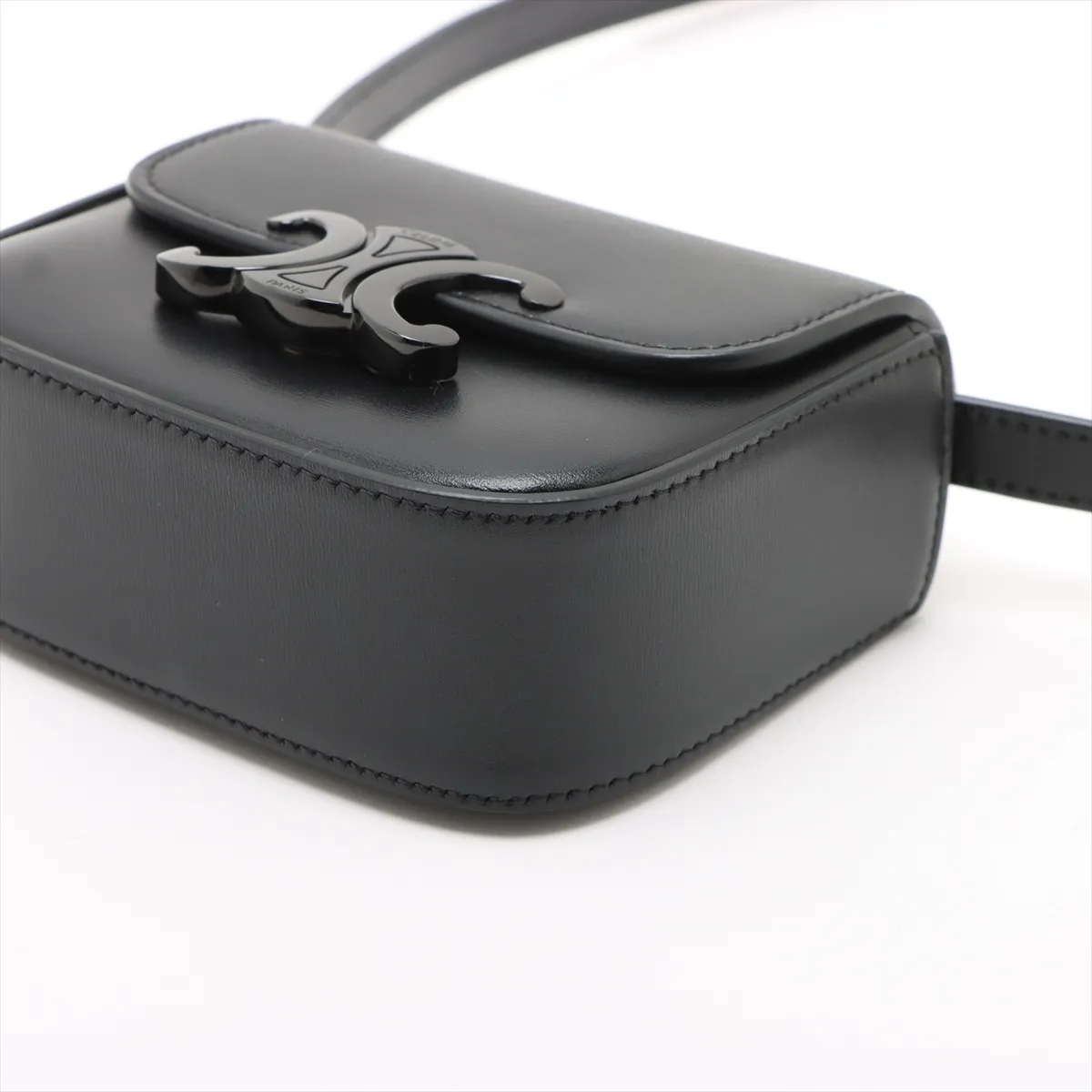 Triomphe Mini Claude Leather Shoulder Bag Black — view 3