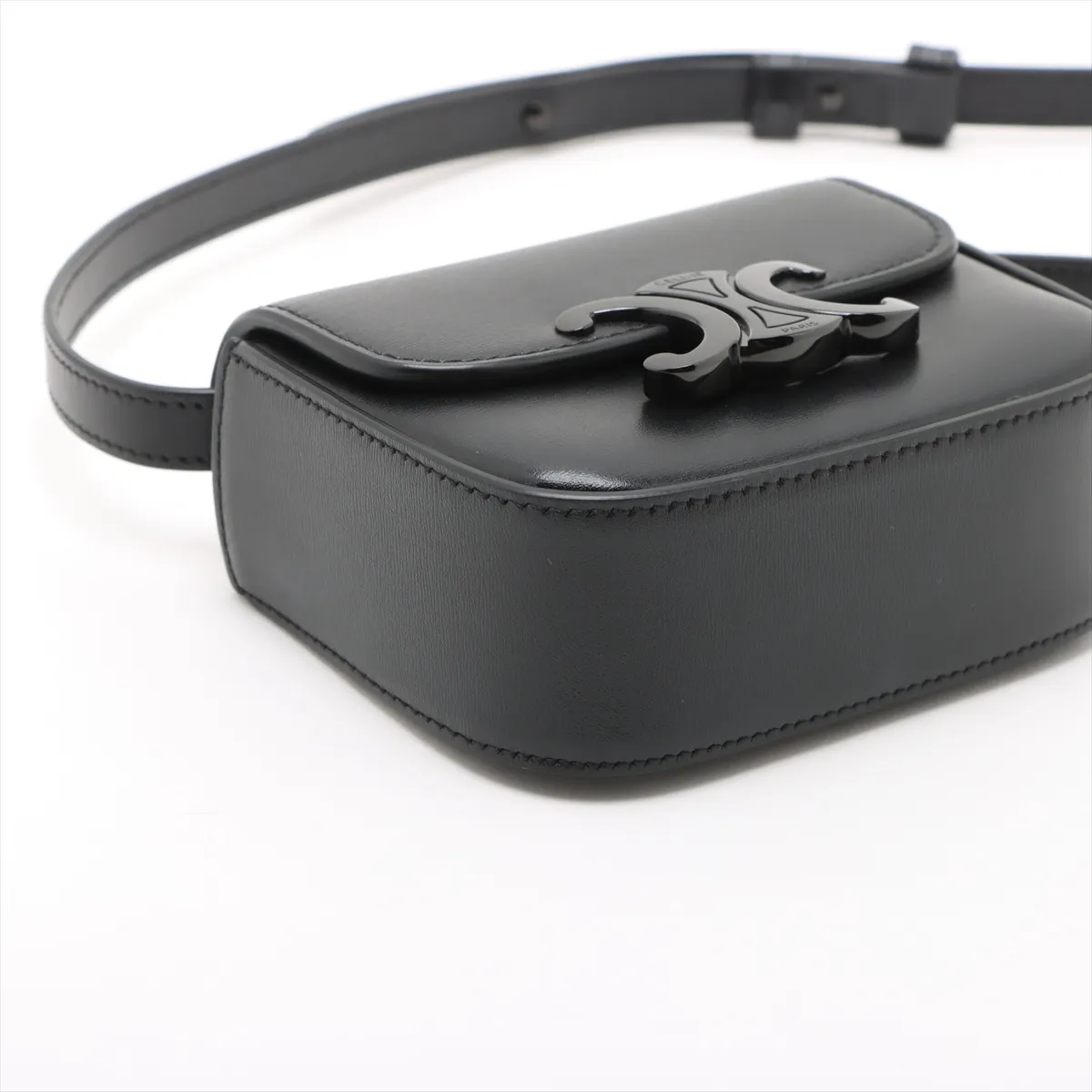 Triomphe Mini Claude Leather Shoulder Bag Black — view 4