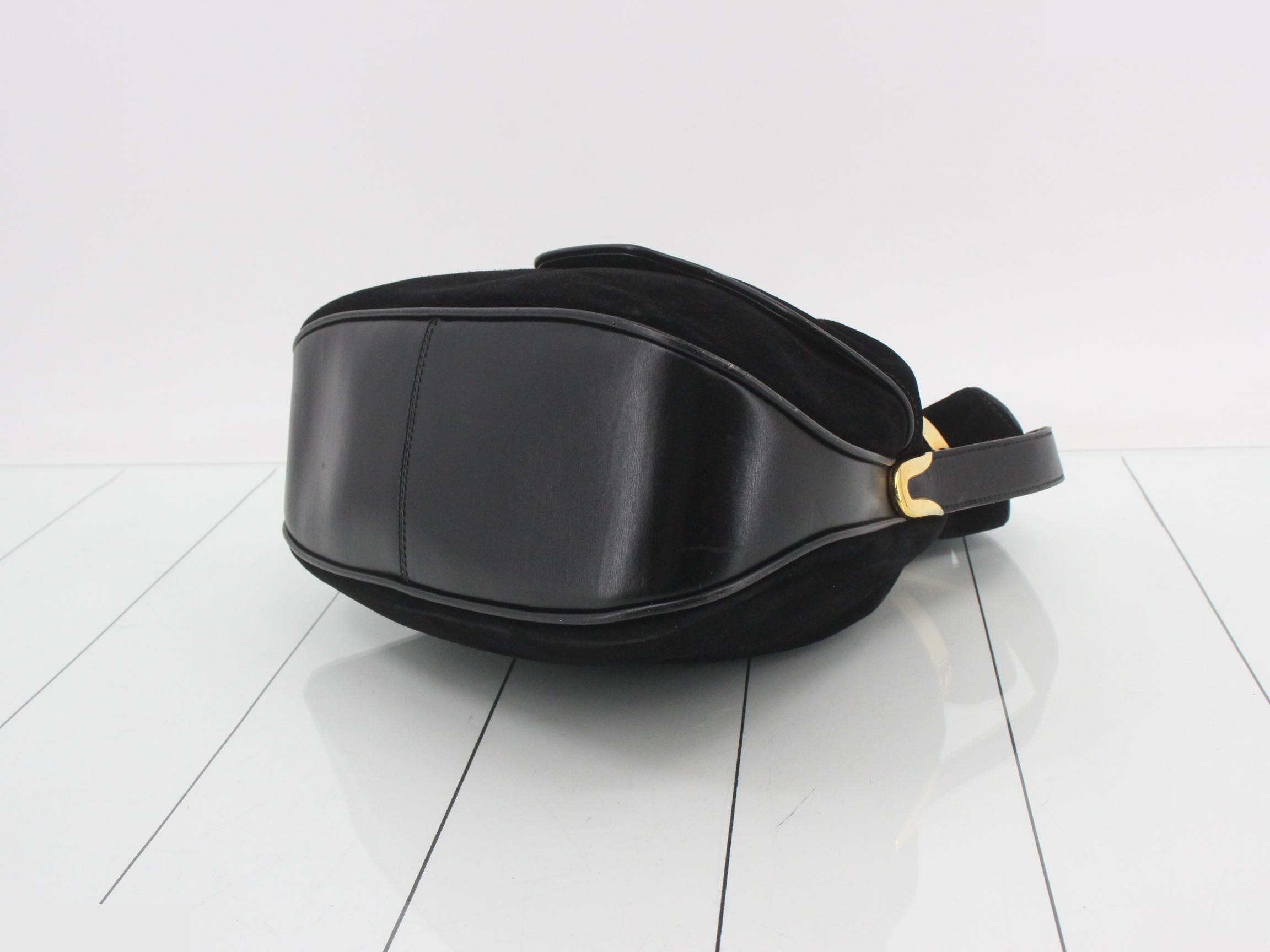 Suede drawstring shoulder bag, black — view 6