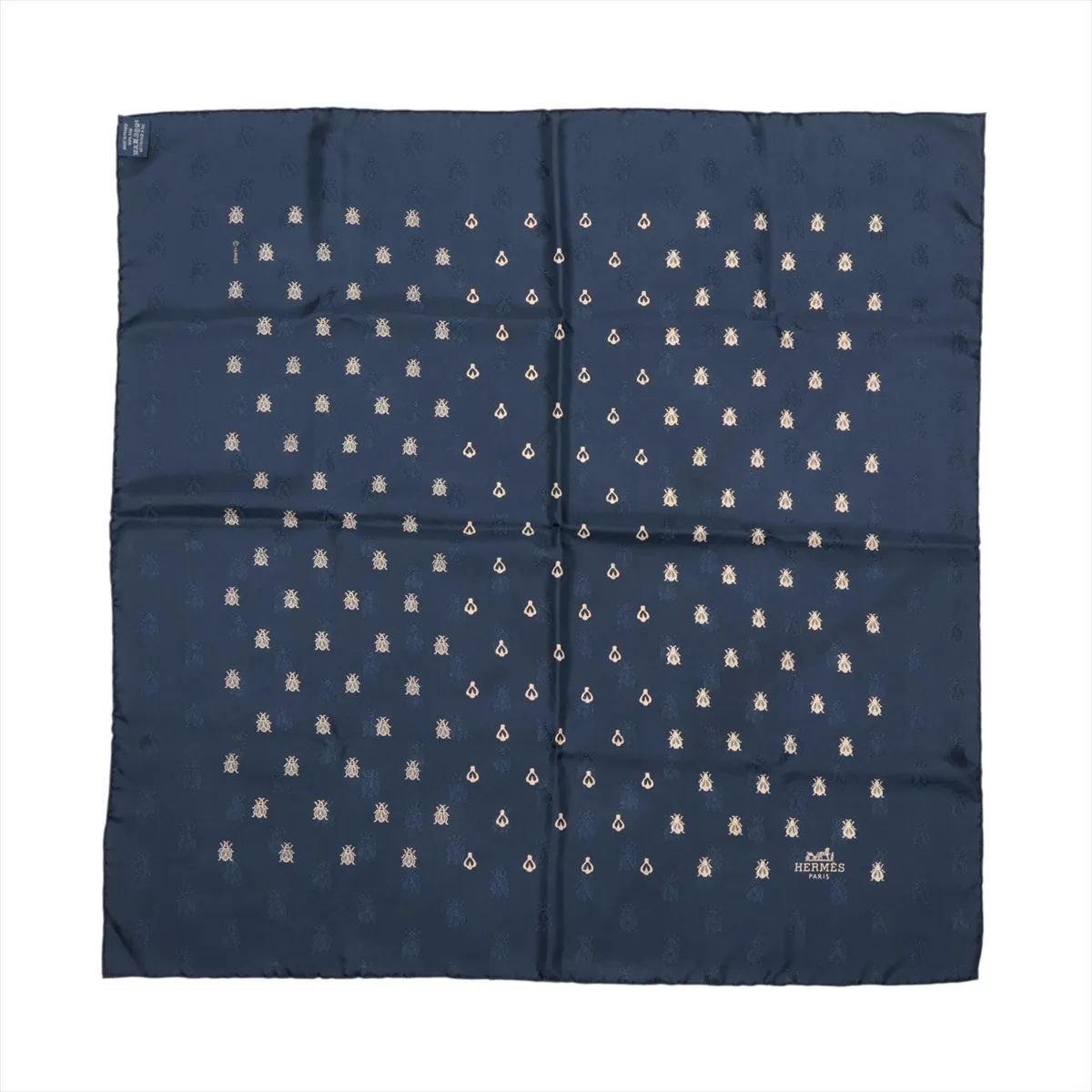 Carre 70 Petit Abeille Scarf Silk Navy Thread