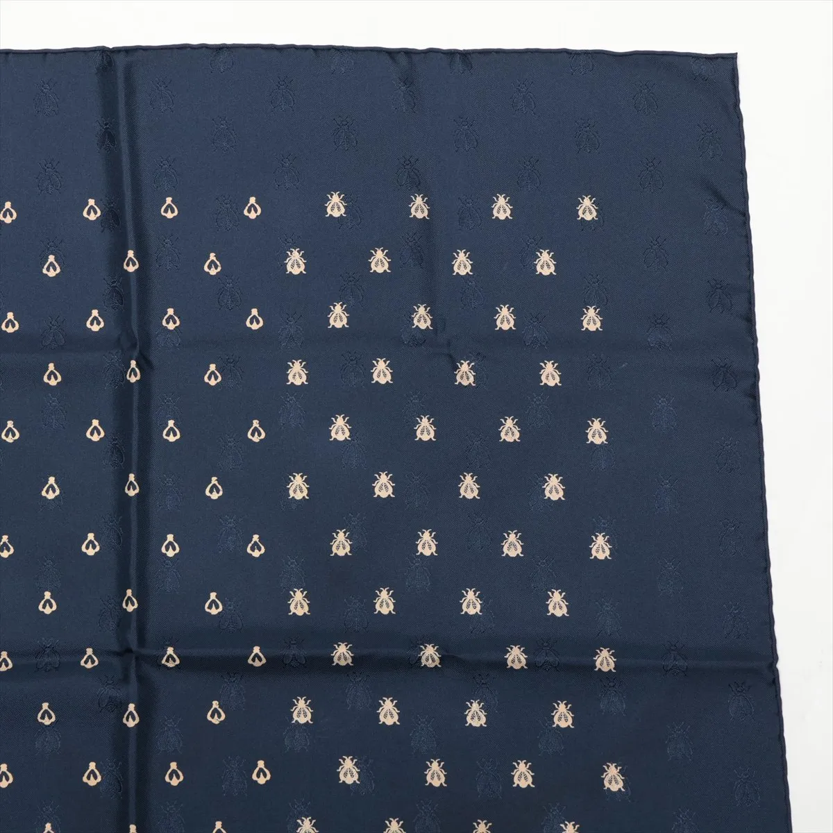 Carre 70 Petit Abeille Scarf Silk Navy Thread — view 3