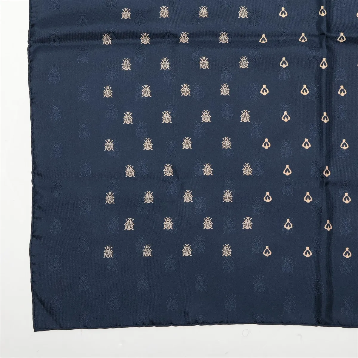 Carre 70 Petit Abeille Scarf Silk Navy Thread — view 5