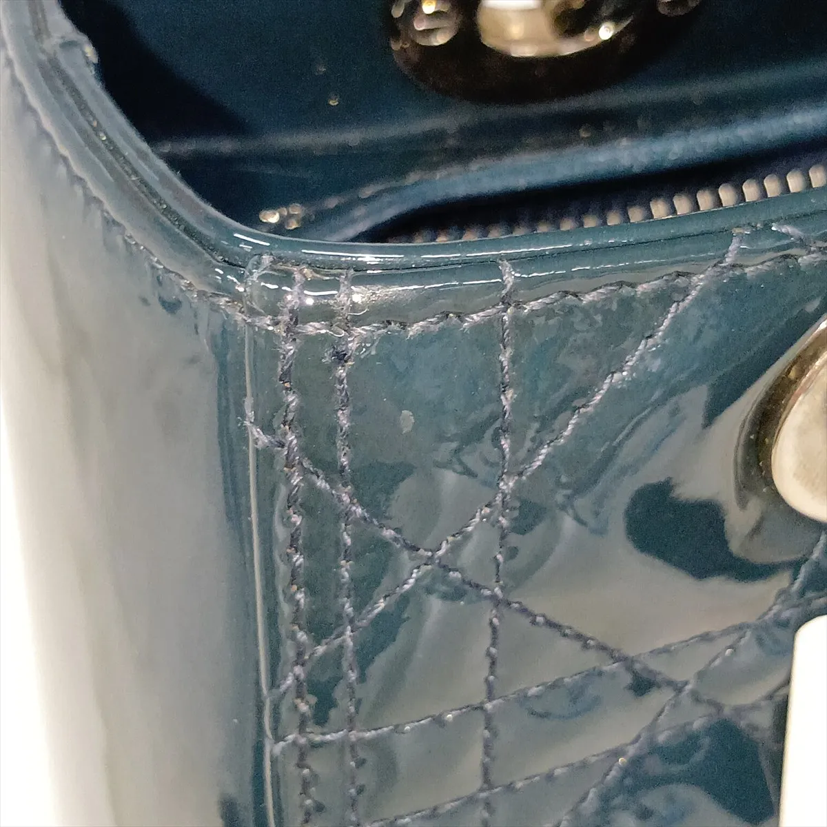 Cannage Lady Dior Patent Leather 2-Way Handbag, Green — view 13