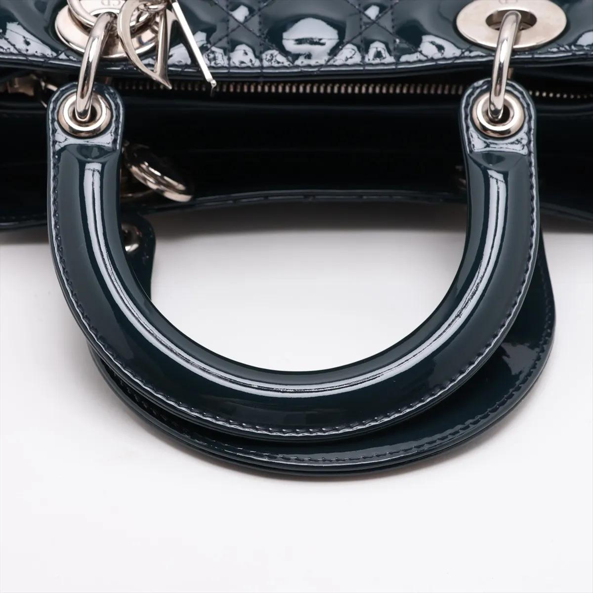 Cannage Lady Dior Patent Leather 2-Way Handbag, Green — view 5