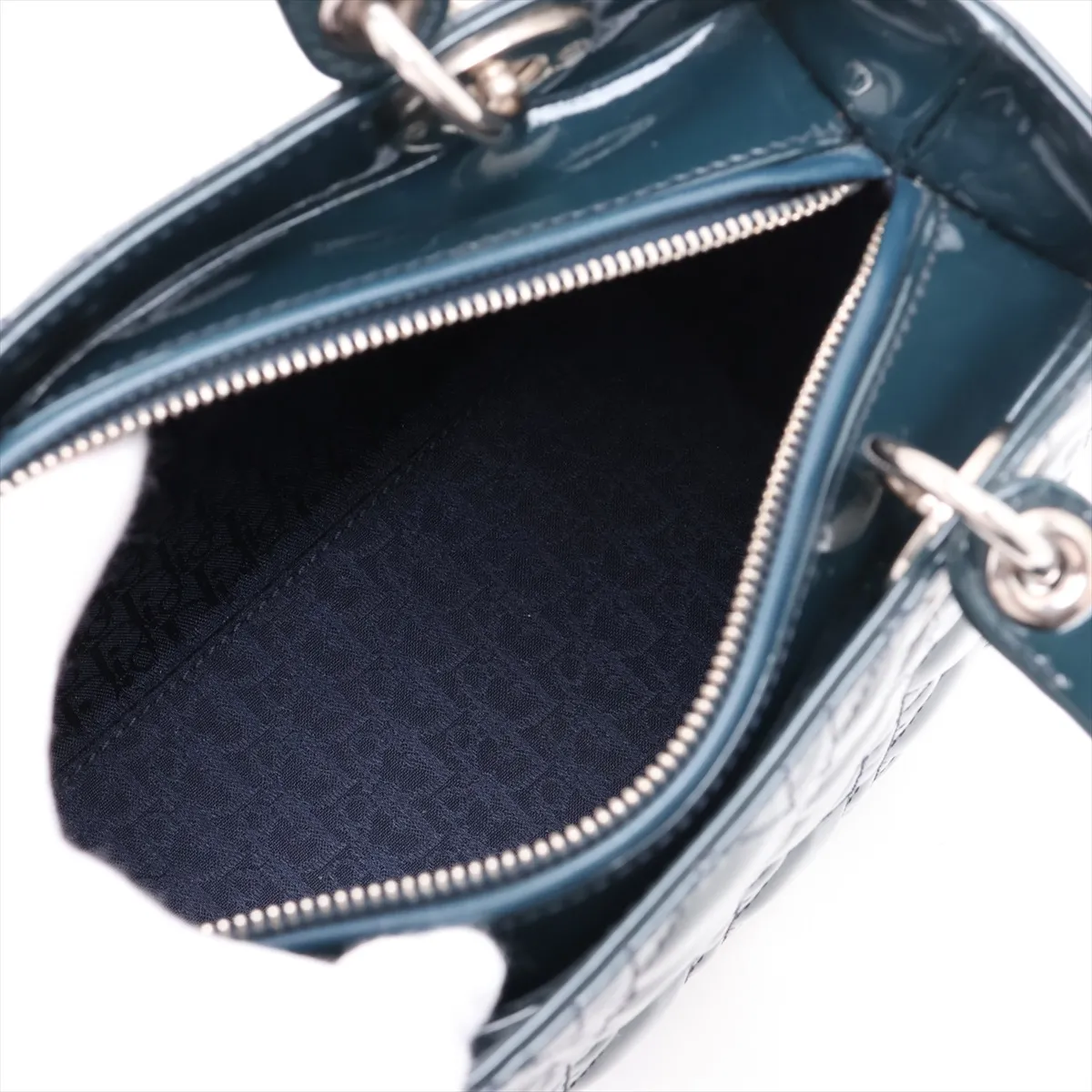 Cannage Lady Dior Patent Leather 2-Way Handbag, Green — view 8