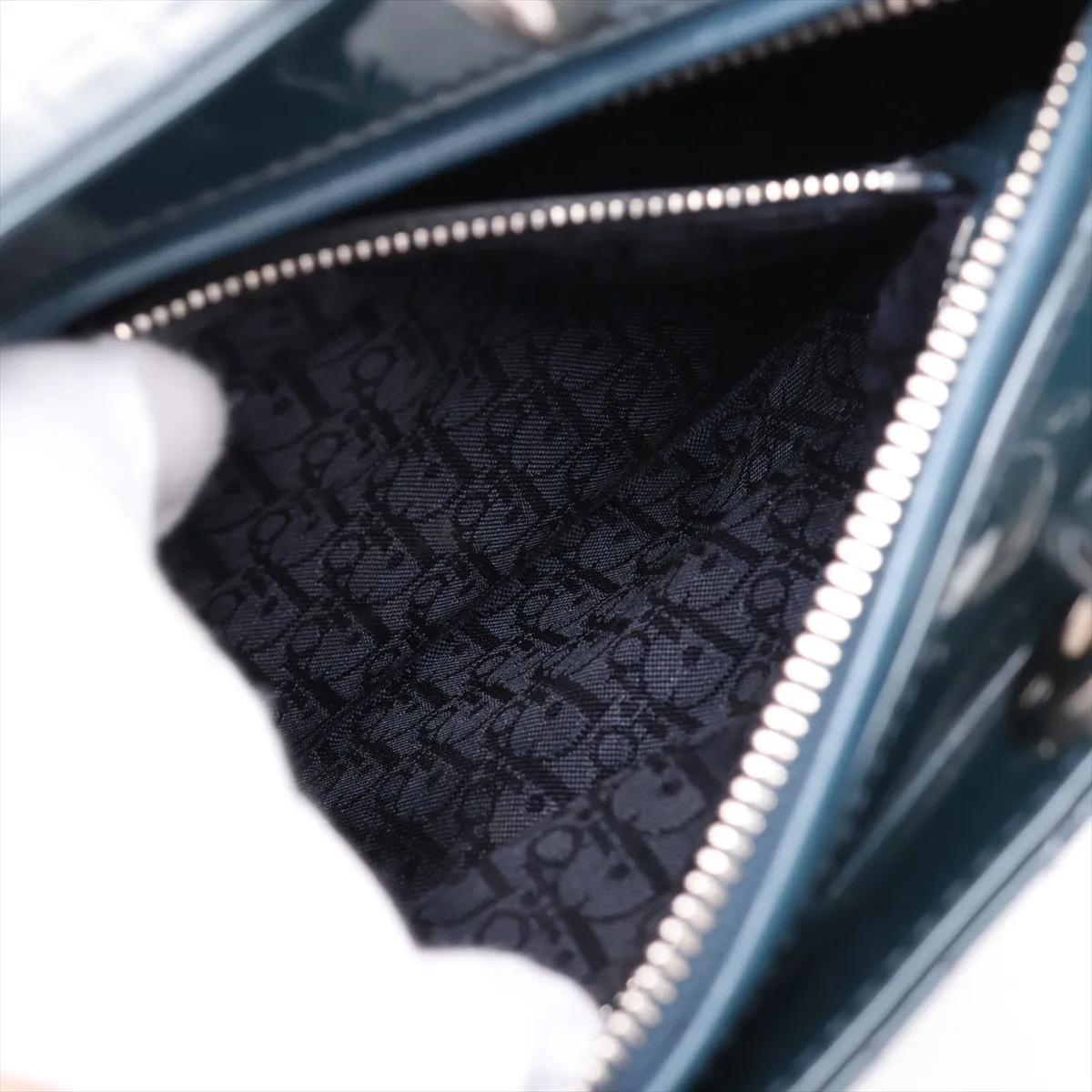 Cannage Lady Dior Patent Leather 2-Way Handbag, Green — view 9
