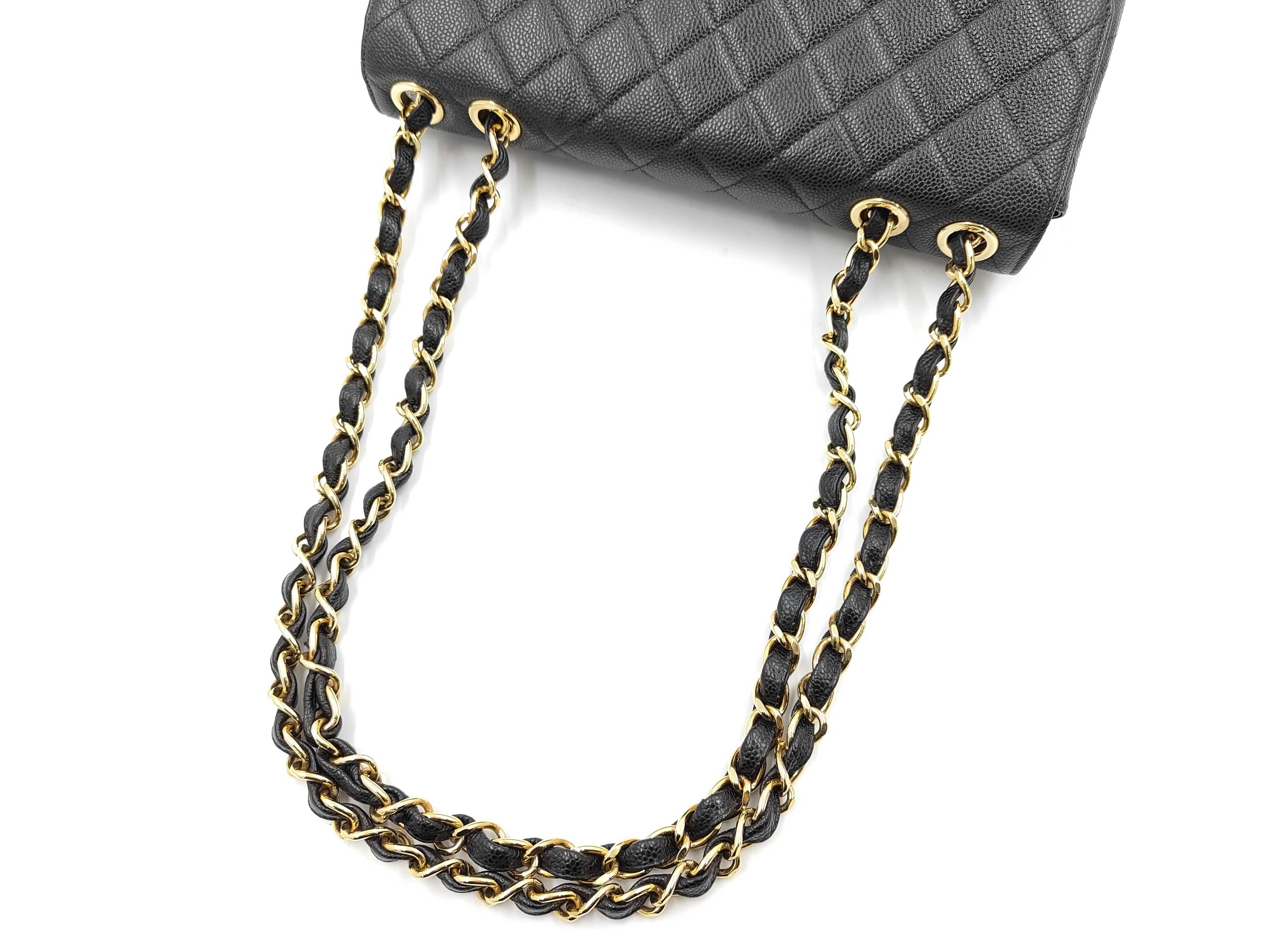 Matelassé Chain Shoulder Bag, Caviar Leather, Black with Gold Hardware, 7990623 (Shoulder Bag) — view 3