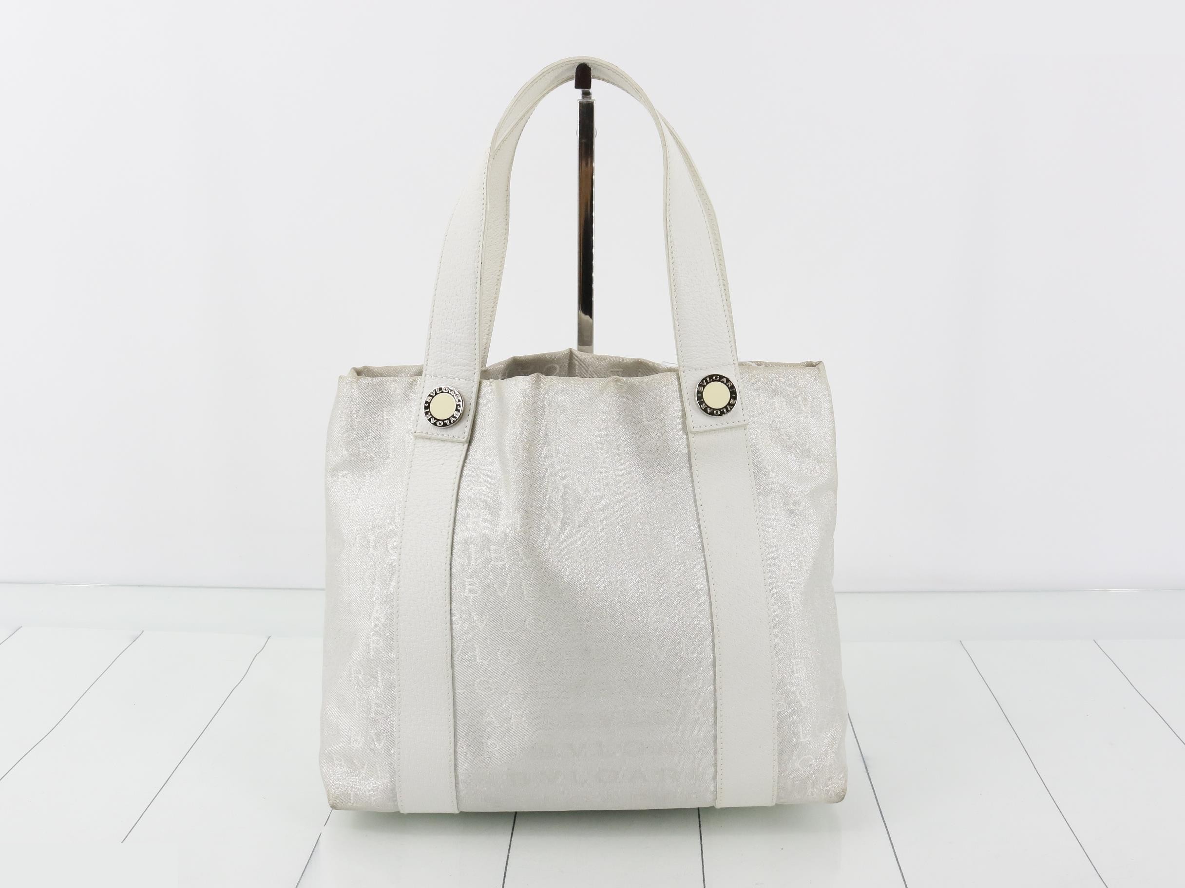 Logomania Handbag Silver Canvas Leather — view 2