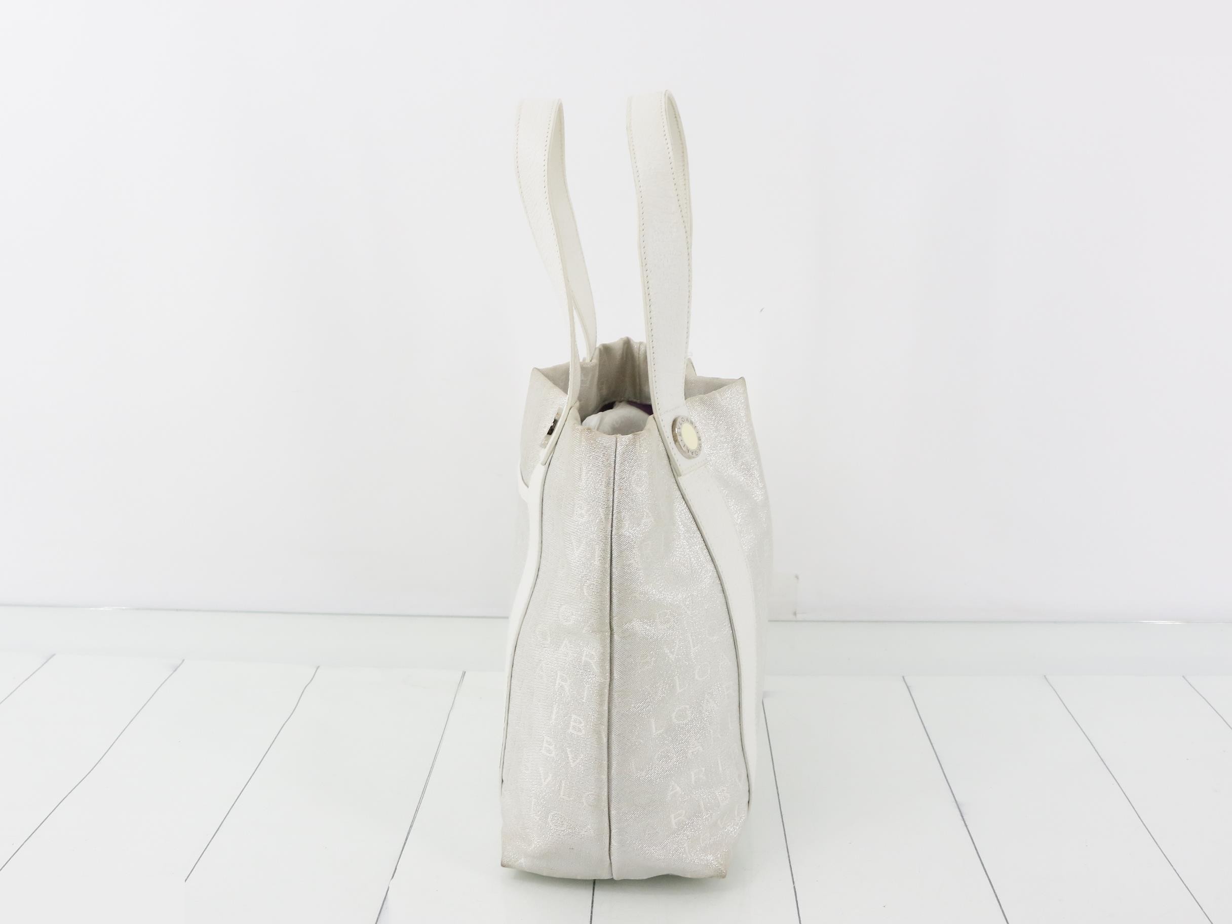 Logomania Handbag Silver Canvas Leather — view 3