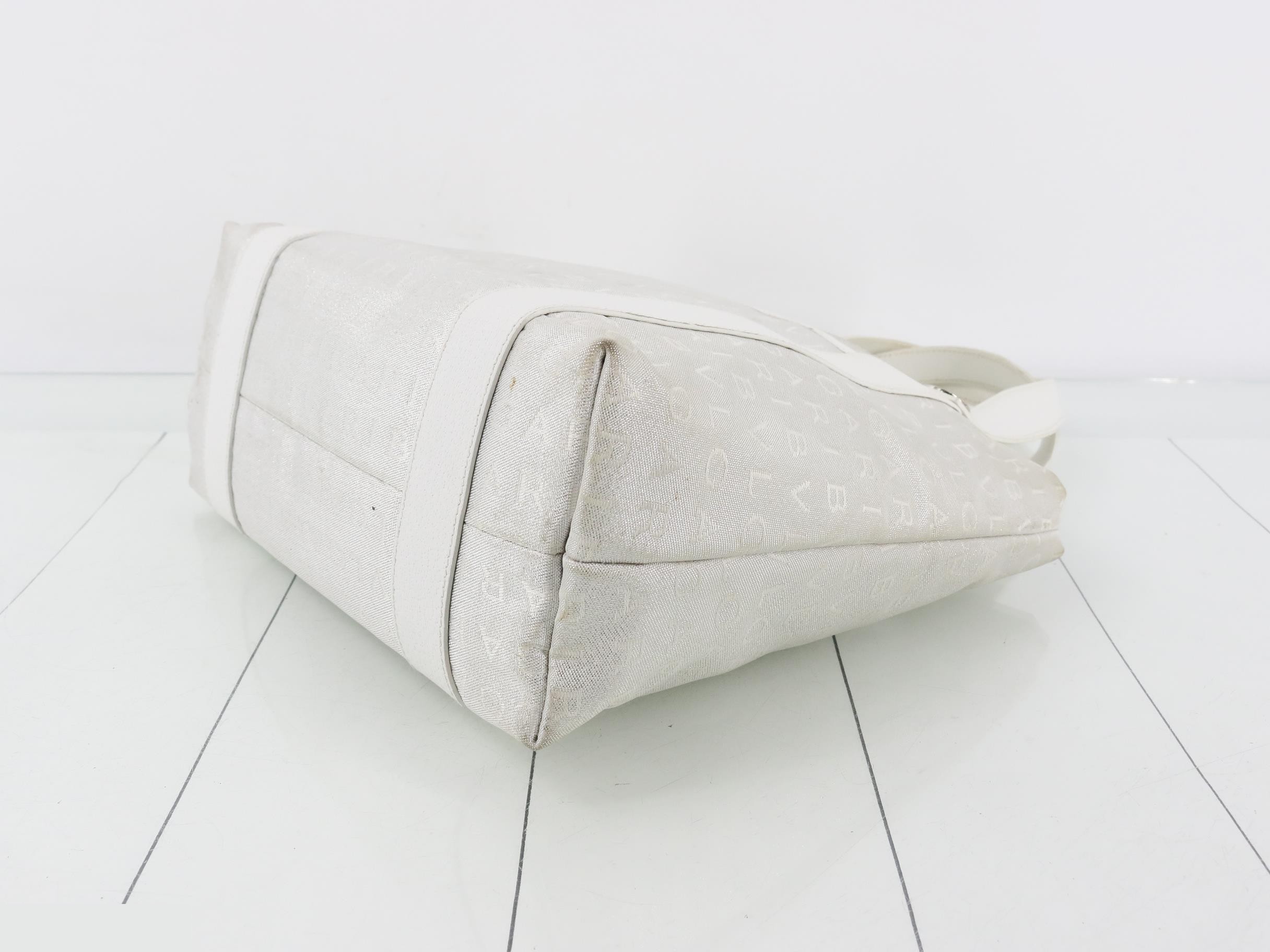 Logomania Handbag Silver Canvas Leather — view 6