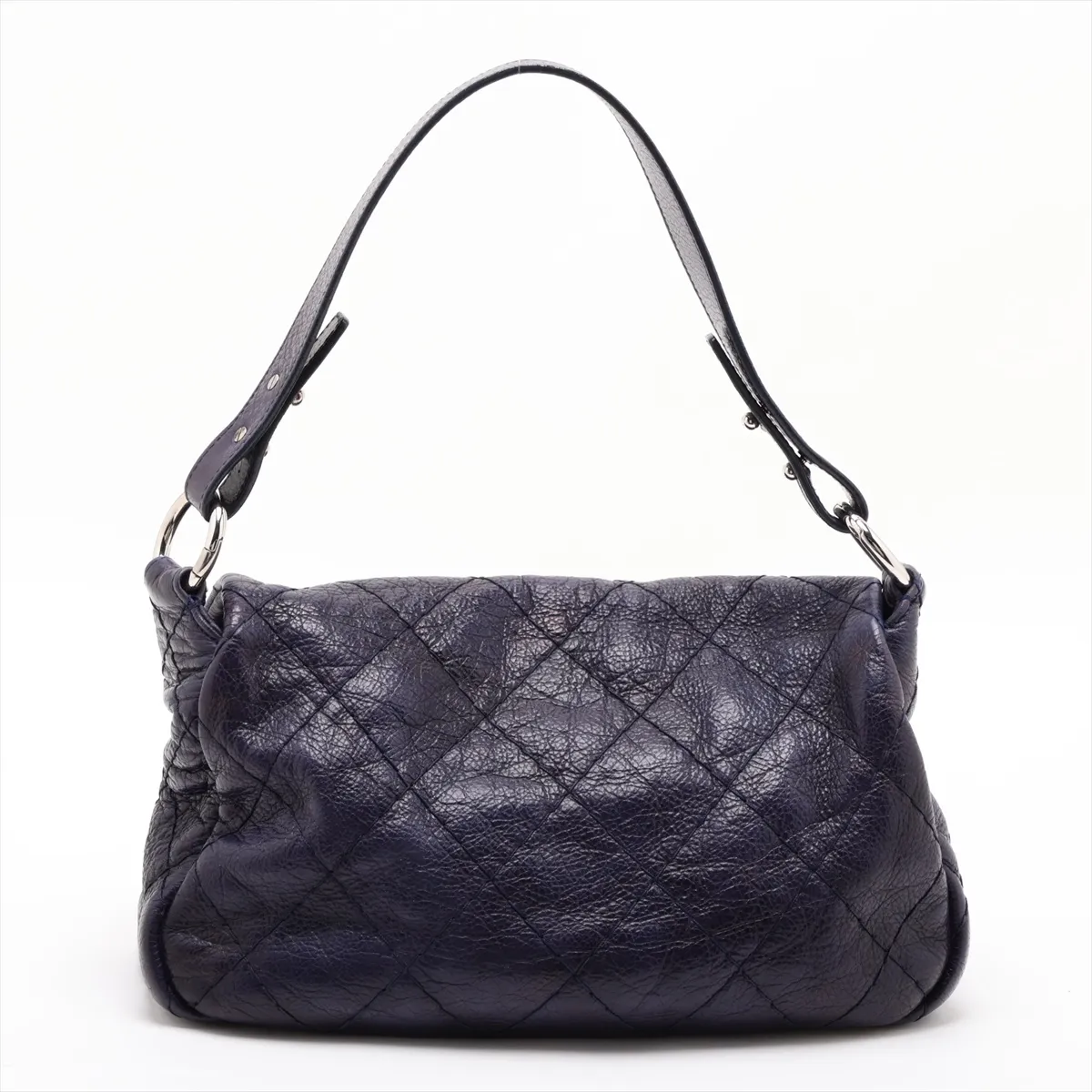 On the Road Vintage Calfskin Shoulder Bag, Navy, Silver Hardware, 13535486, Serial Number 13 — view 2
