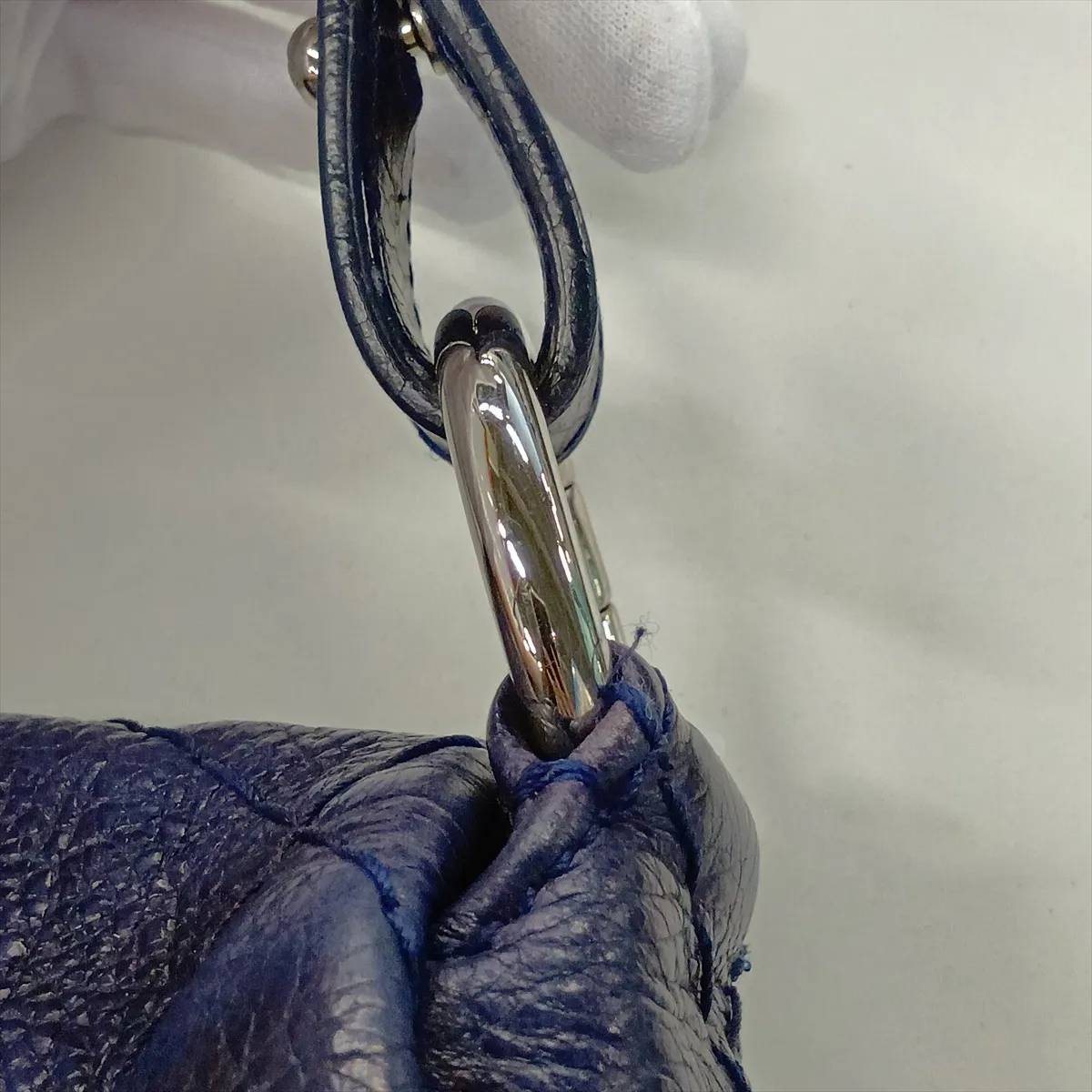 On the Road Vintage Calfskin Shoulder Bag, Navy, Silver Hardware, 13535486, Serial Number 13 — view 14