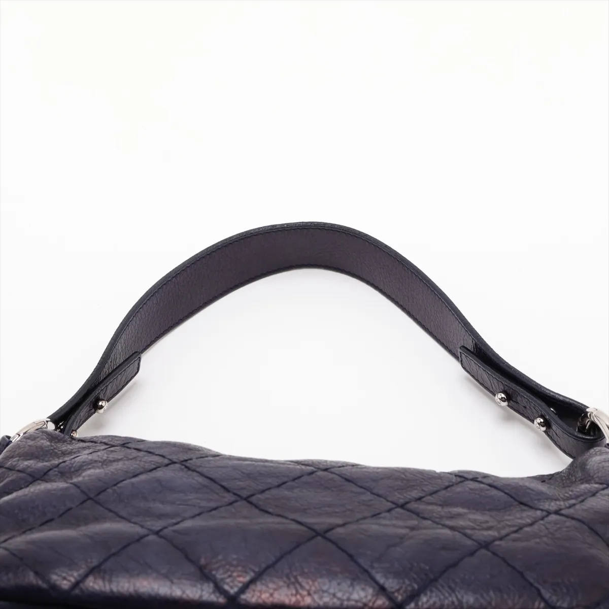On the Road Vintage Calfskin Shoulder Bag, Navy, Silver Hardware, 13535486, Serial Number 13 — view 6