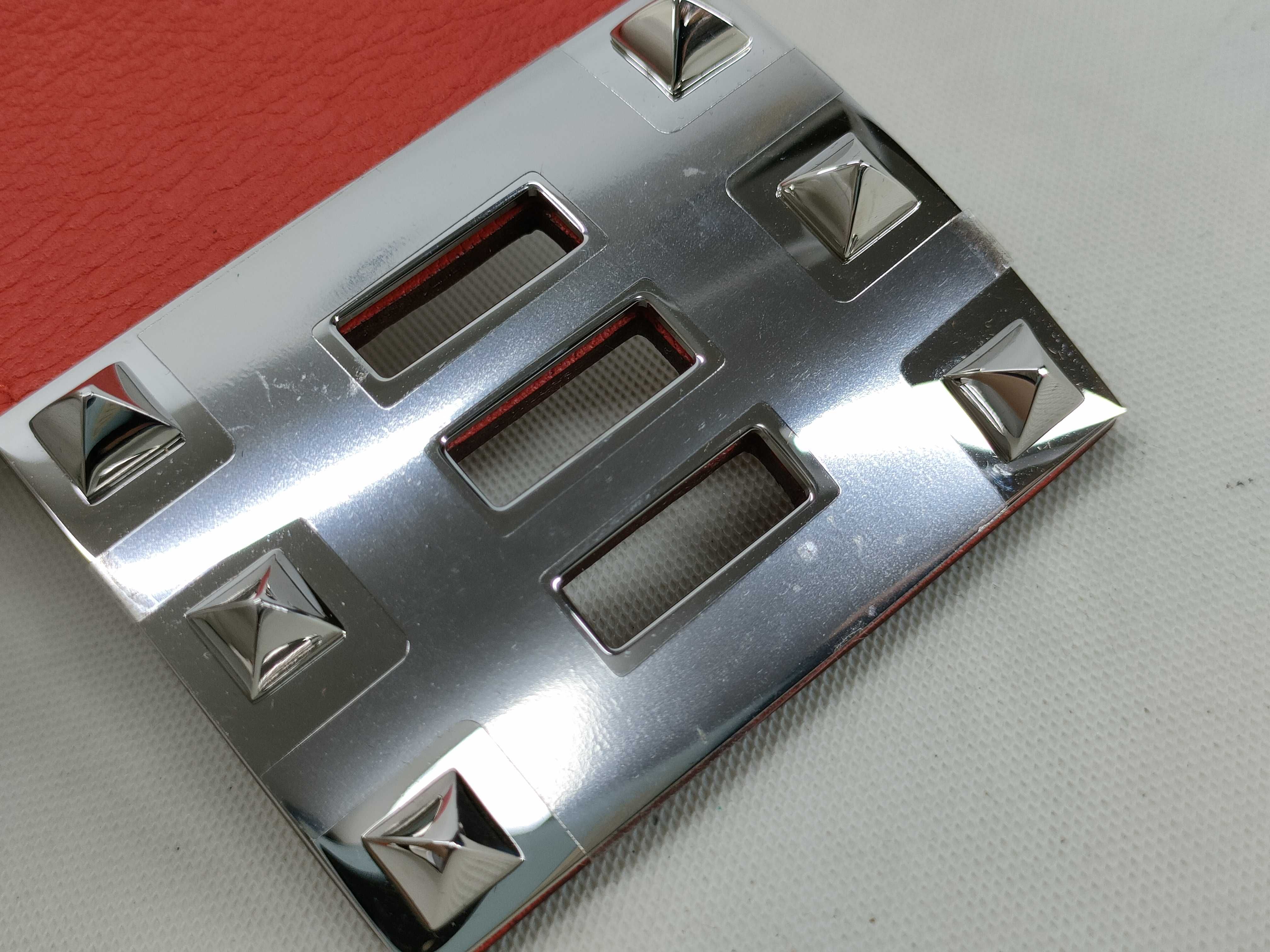 H Bracelet Wide Red x Silver Bracelet/Bangle — view 9