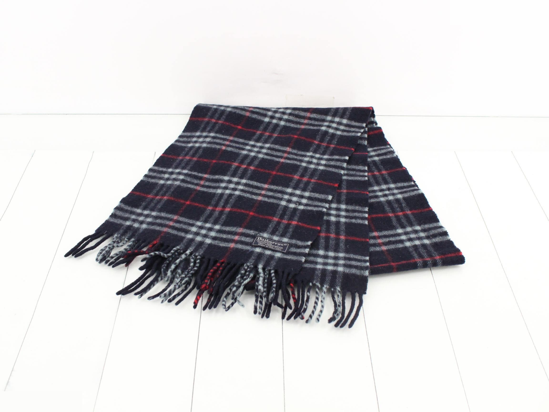 Nova Check Scarf, Navy, with tags. — view 2