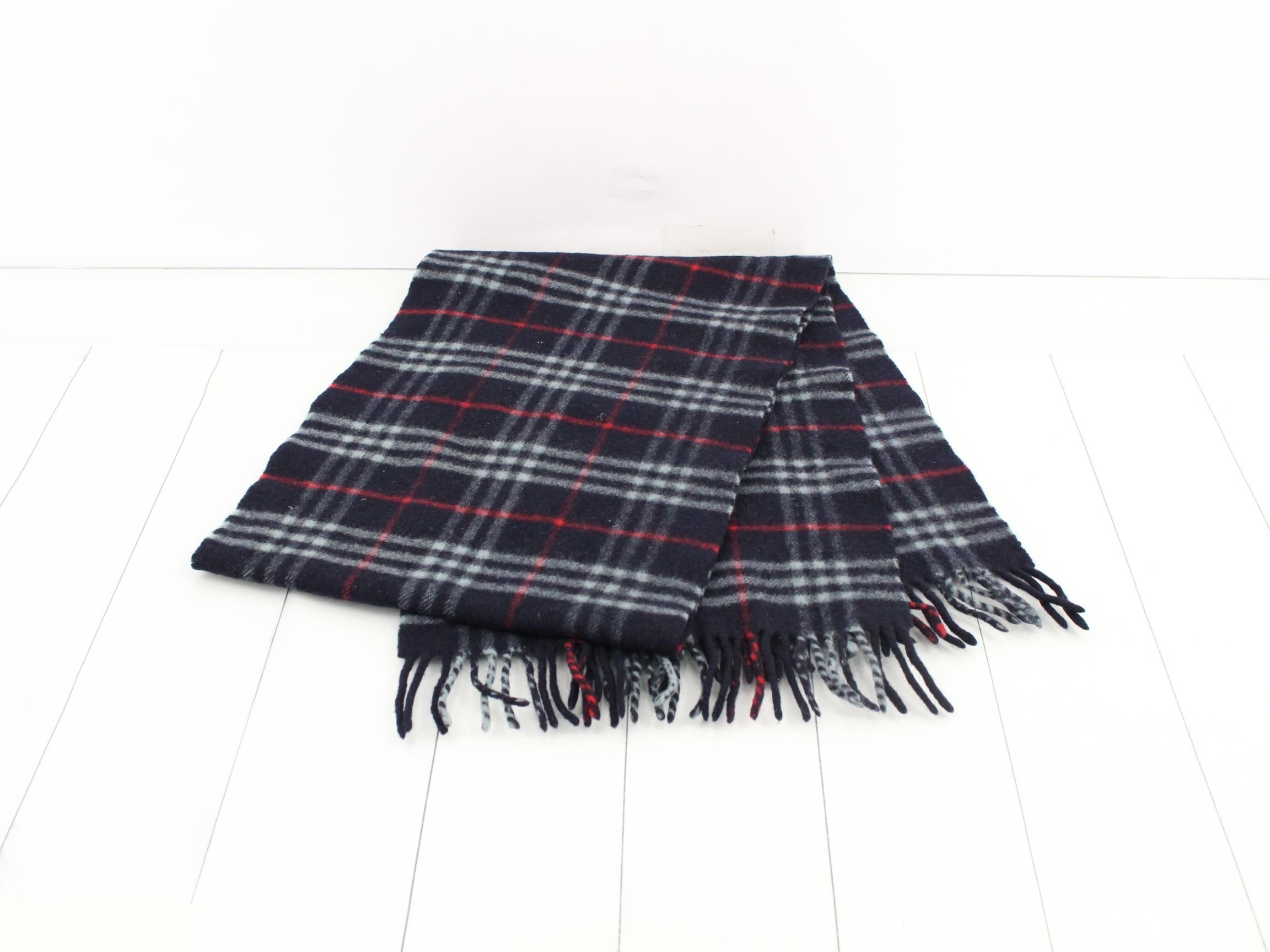 Nova Check Scarf, Navy, with tags. — view 3