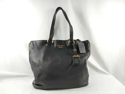 Vitello Daino Side-Zip Shoulder Bag Black BR4372 Tote Bag