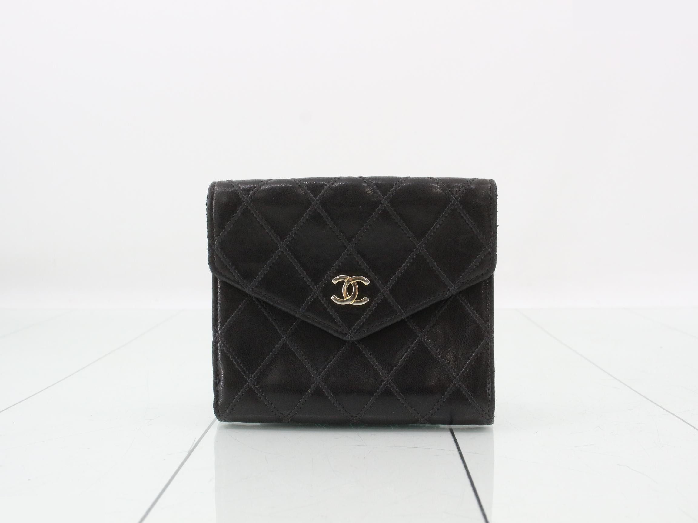 Bicolore Leather Coco Mark Bi-fold Wallet, Black — view 2