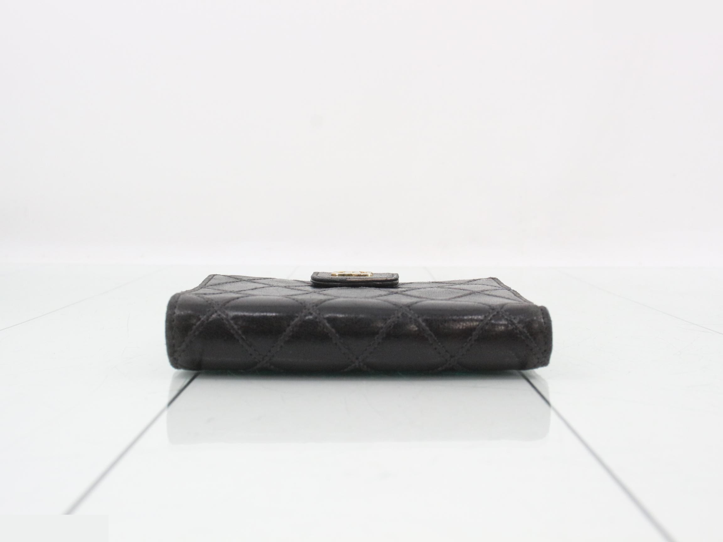 Bicolore Leather Coco Mark Bi-fold Wallet, Black — view 3