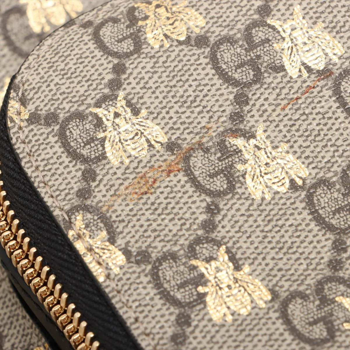 GG Supreme Bee PVC x Leather Backpack/Rucksack Beige x Black 427042 — view 11